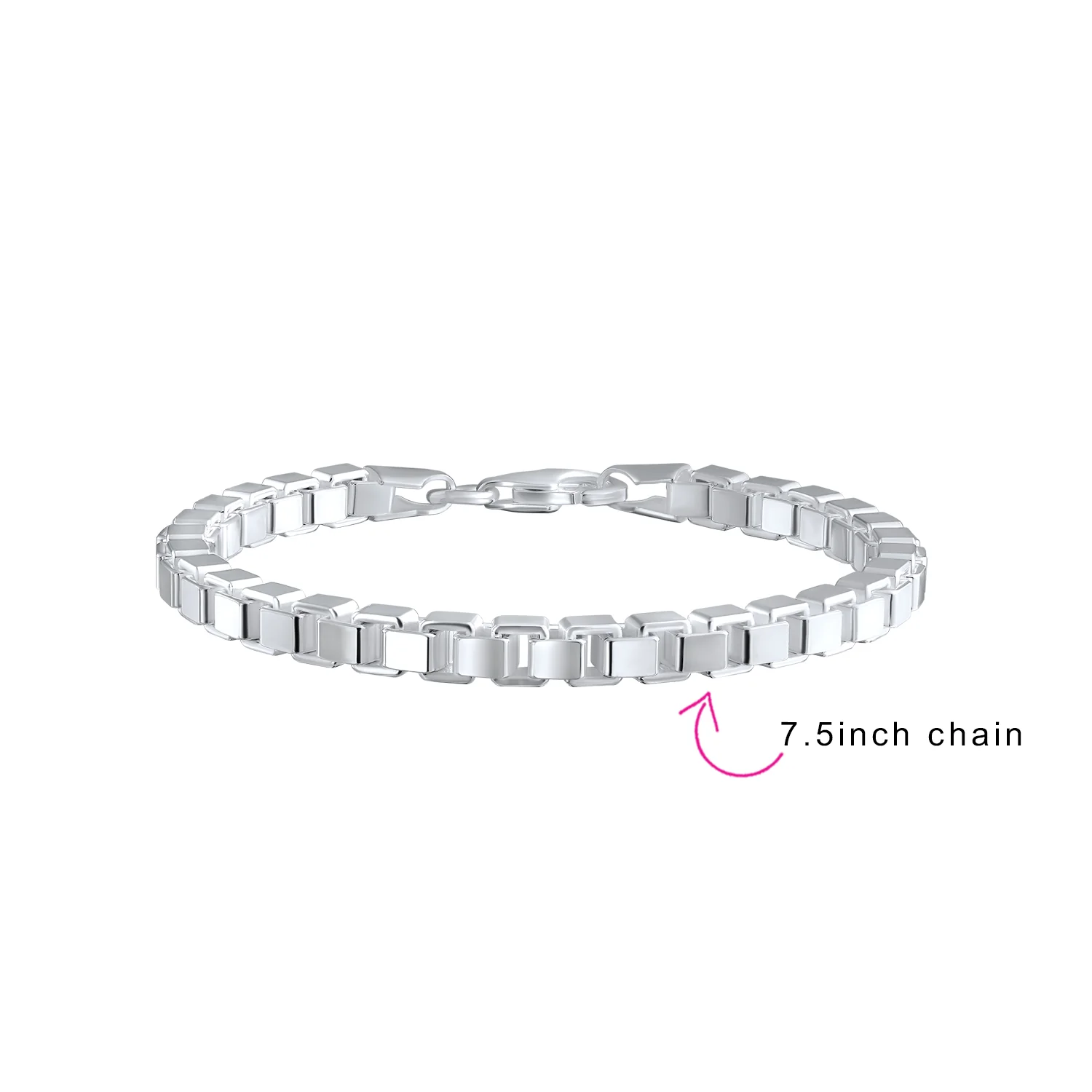 Solid Heavy Venetian Box Link Chain Bracelet .925 Sterling Silver 7.5 Inch - Image 6