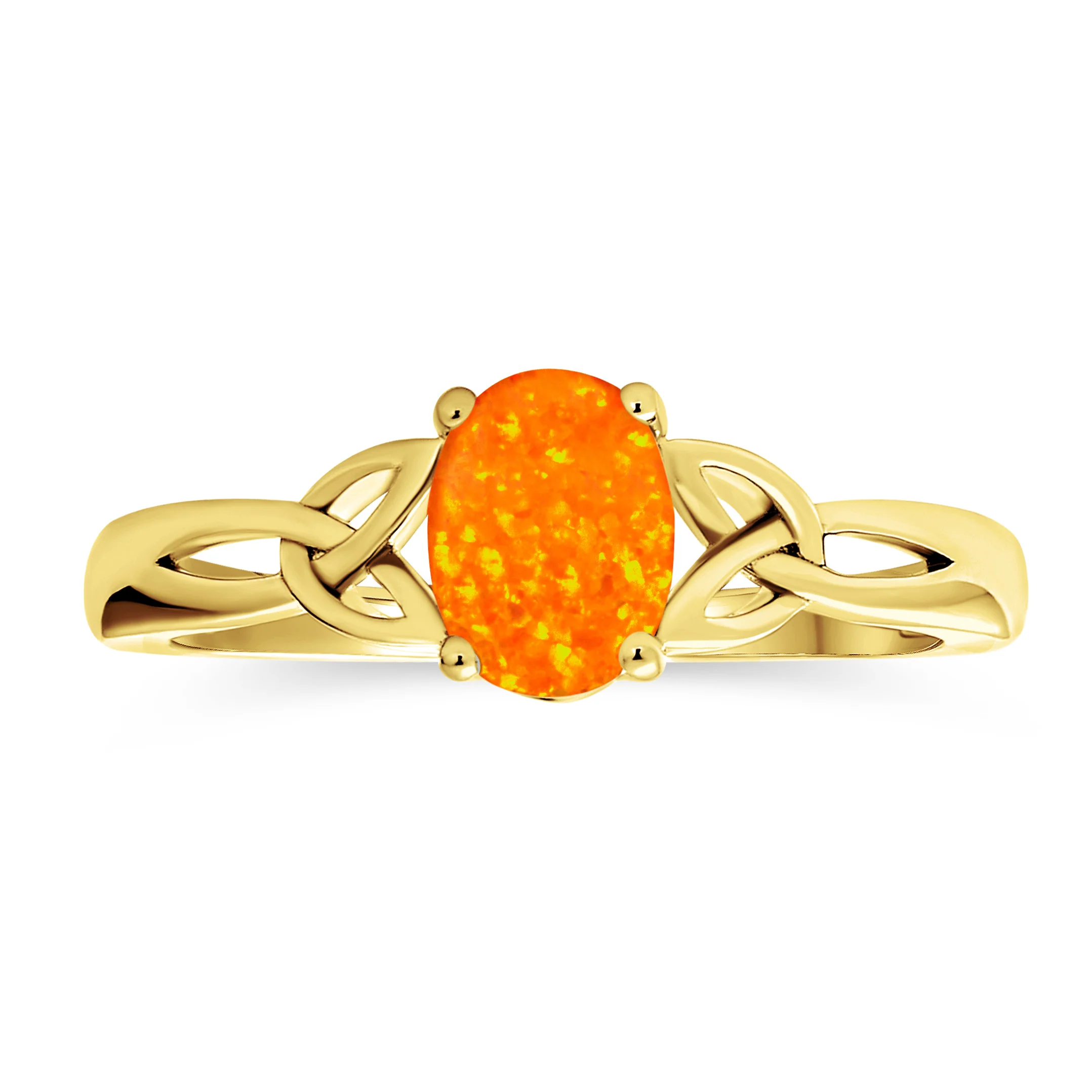 BFF Triquetra Celtic Love Knot Oval Opal Ring Promise .925 Sterling Silver - Image 2