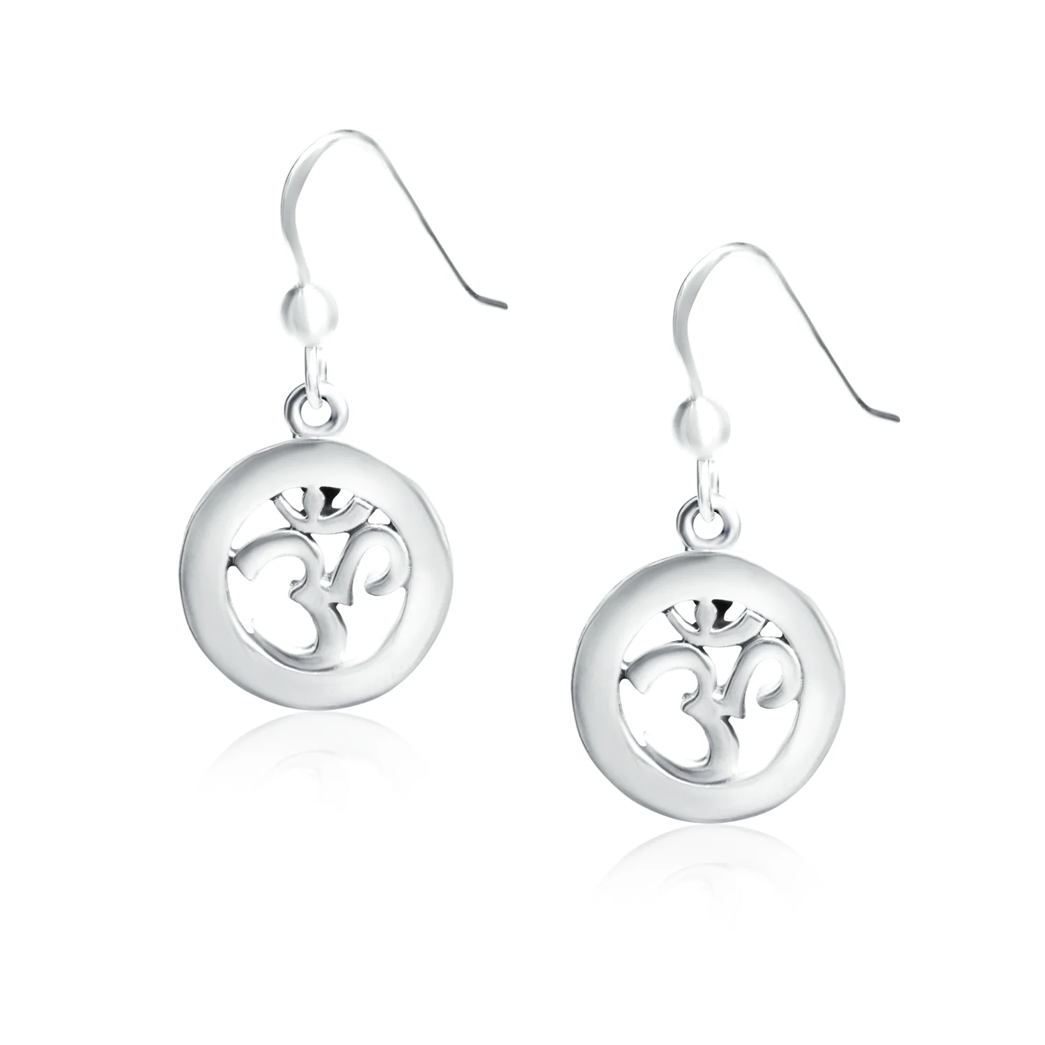 Spiritual Amulet Dangle Earrings Aum Om Ohm Sanskrit Symbol Sterling Silver - Image 2