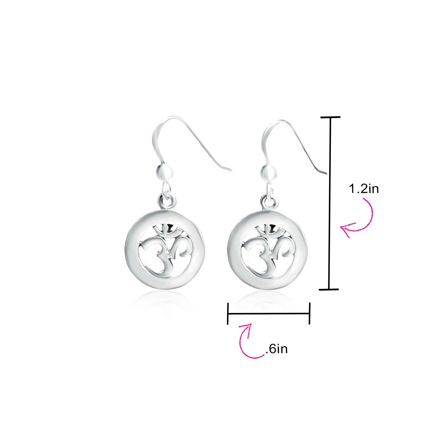 Spiritual Amulet Dangle Earrings Aum Om Ohm Sanskrit Symbol Sterling Silver - Image 4