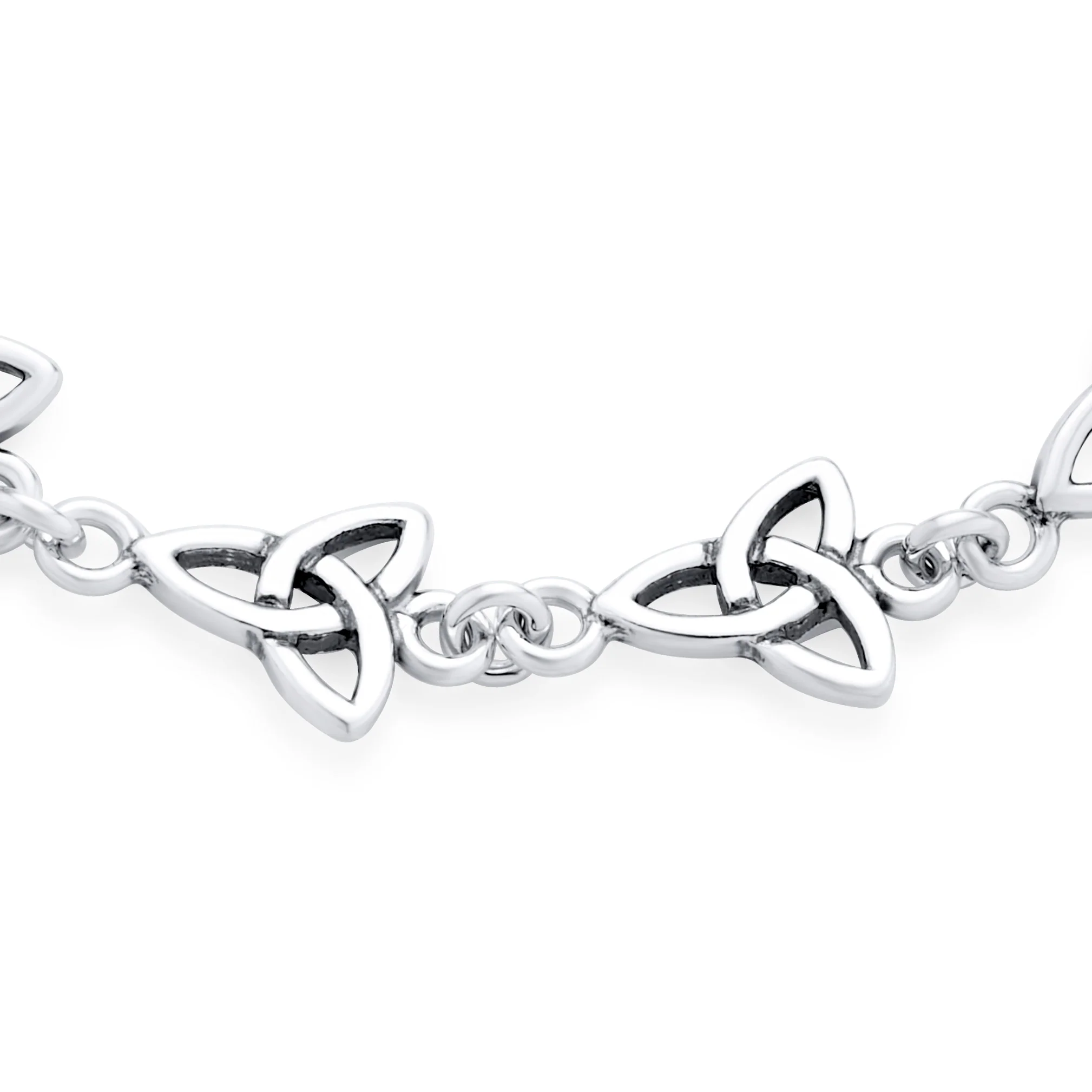 Spiritual Chain Link Bracelet Celtic Triquetra Trinity Sterling Silver Jewelry - Image 2