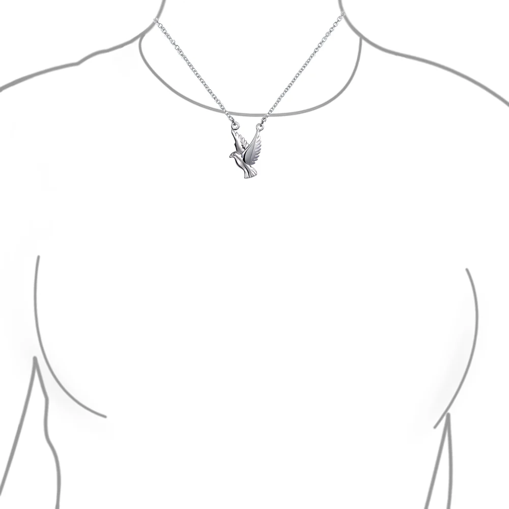 Spiritual Faith Dove Pendant Necklace in Sterling Silver - Peace Bird Design - Image 2
