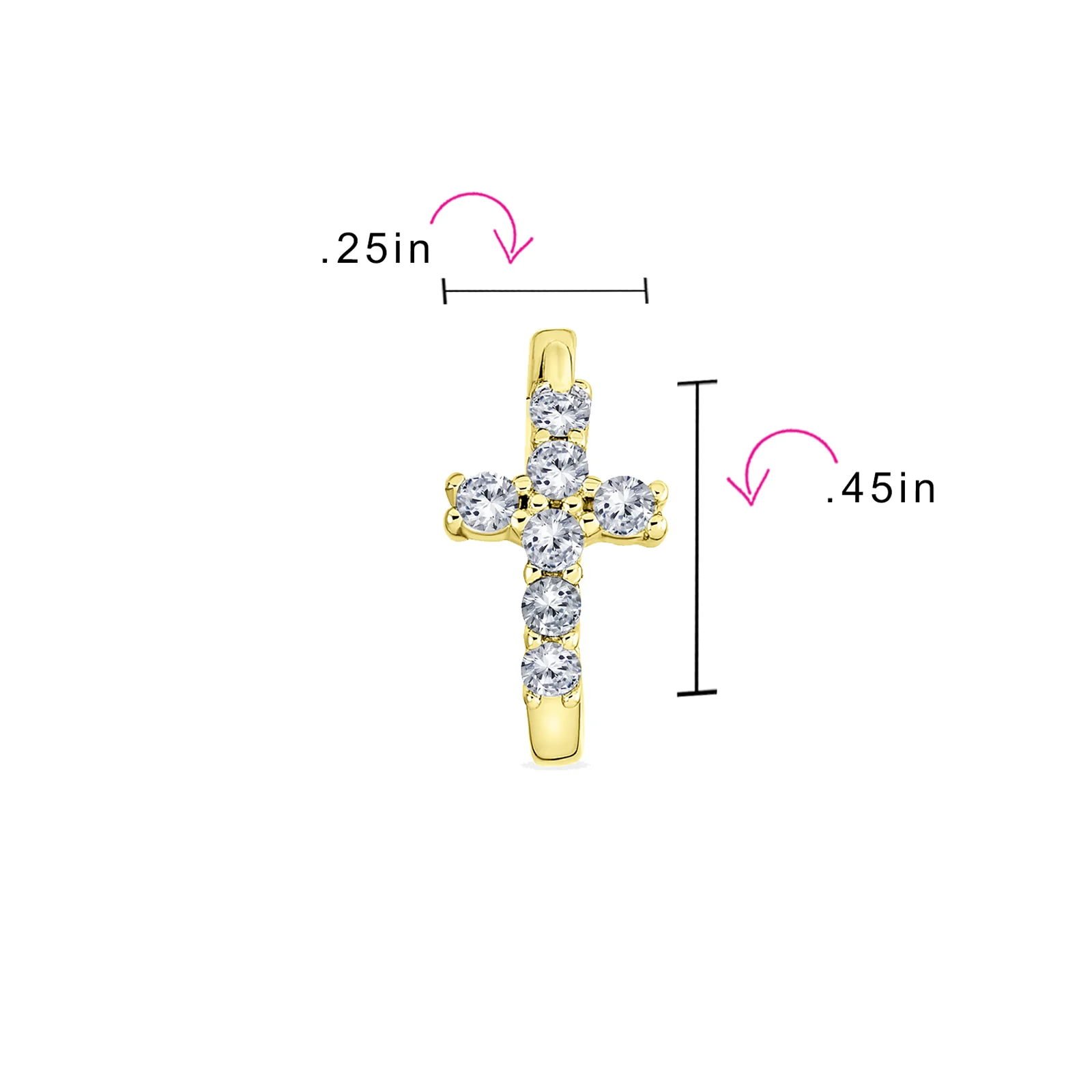 Religious Cubic Zirconia CZ Cross Huggies Mini Hoop Earrings .925 Sterling Silver - Image 8