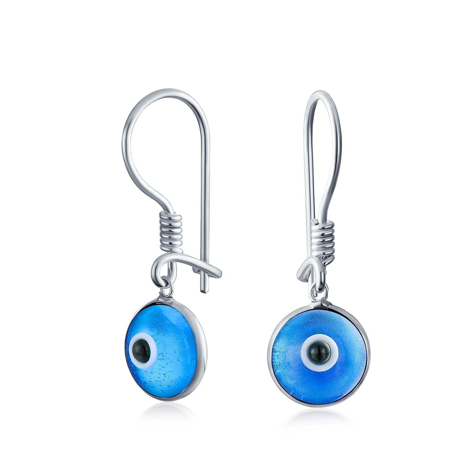 Spiritual Protection Multicolor Nazar Evil Eye Dangle Earrings Sterling Silver