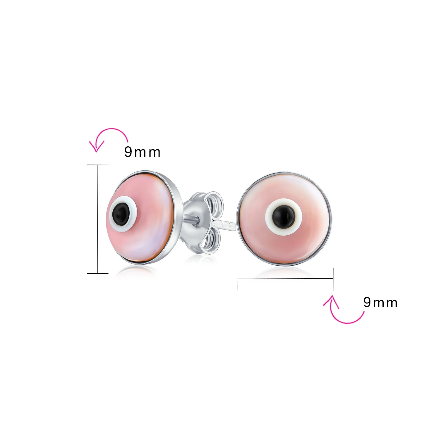 Spiritual Protection Evil Eye Stud Earrings Murano Glass Sterling Silver 9MM - Image 12