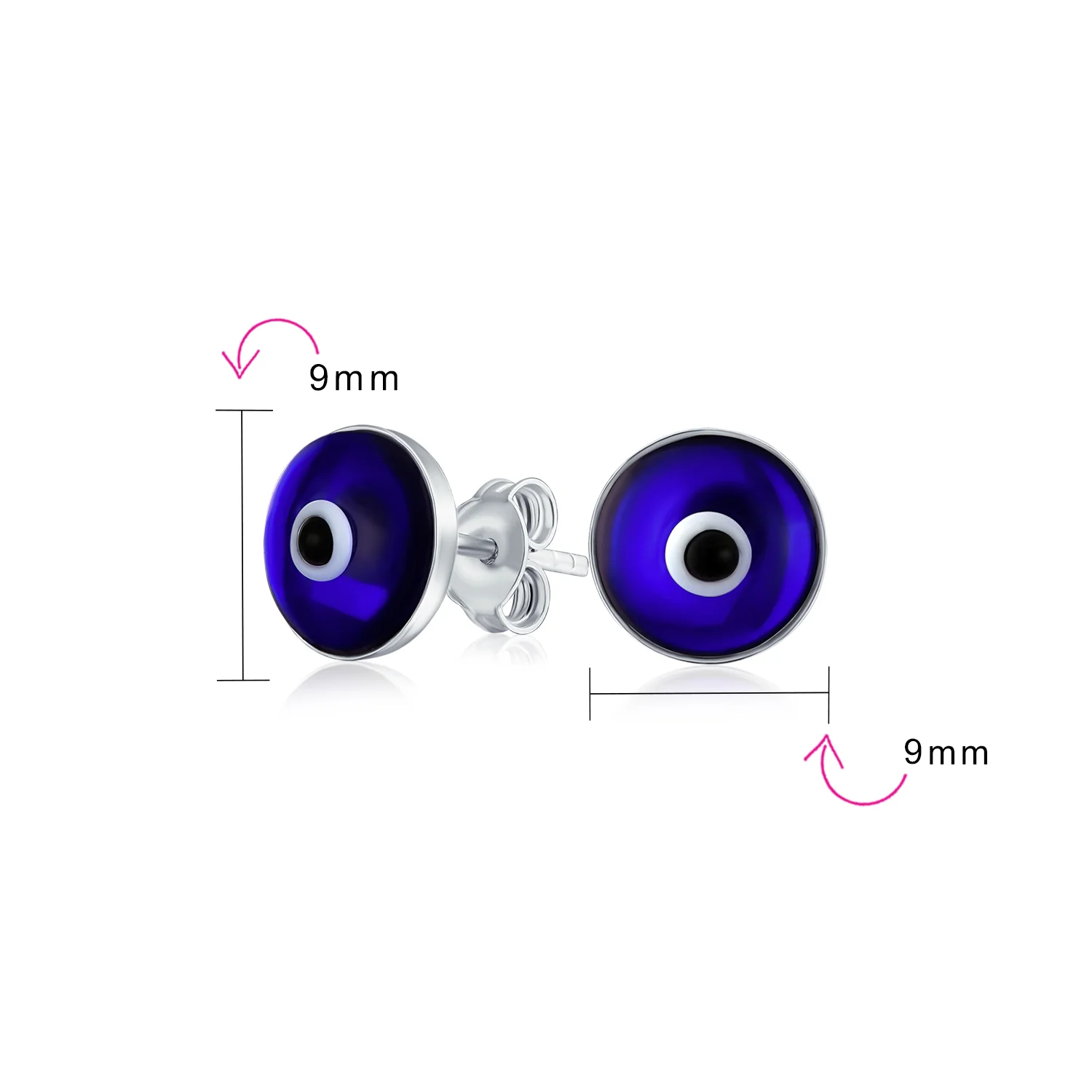 Spiritual Protection Evil Eye Stud Earrings Murano Glass Sterling Silver 9MM - Image 13