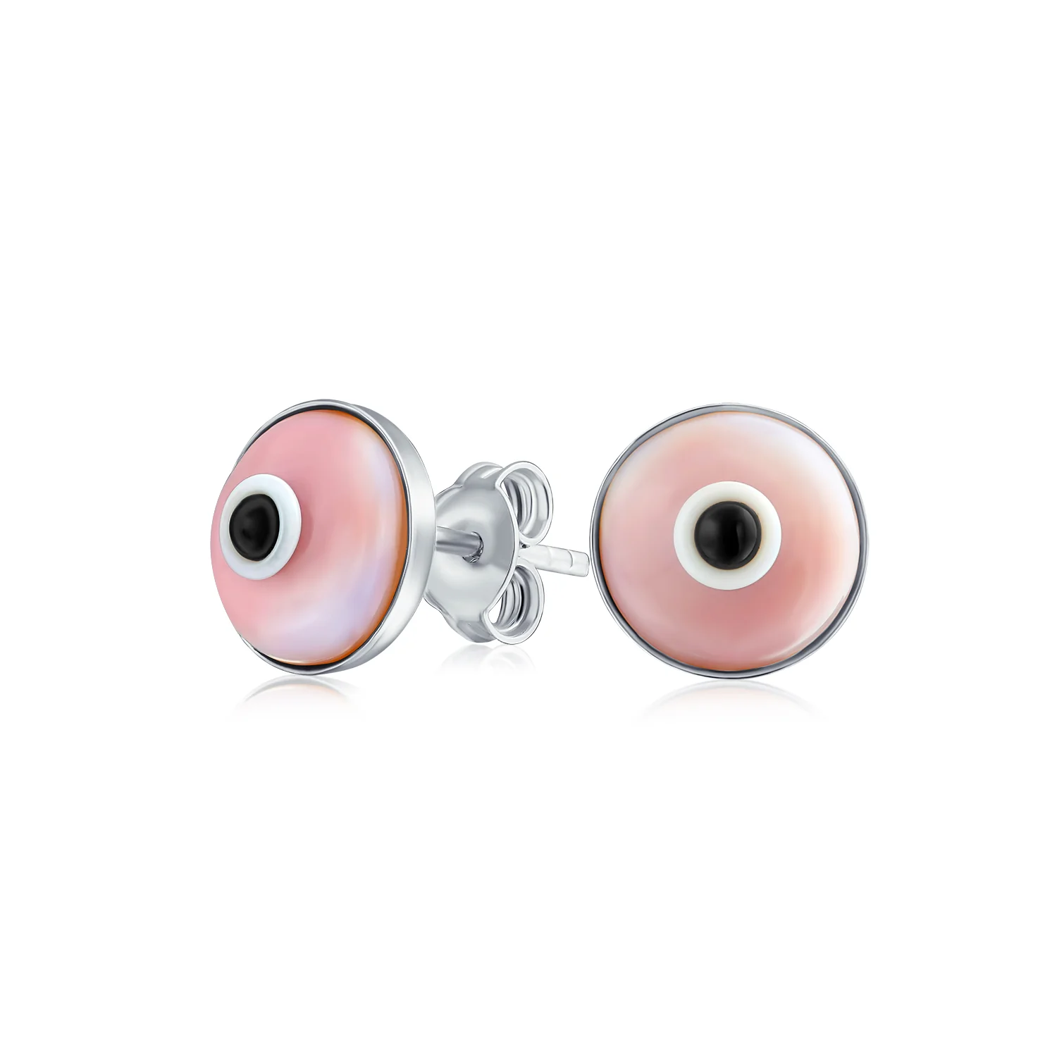 Spiritual Protection Evil Eye Stud Earrings Murano Glass Sterling Silver 9MM - Image 3