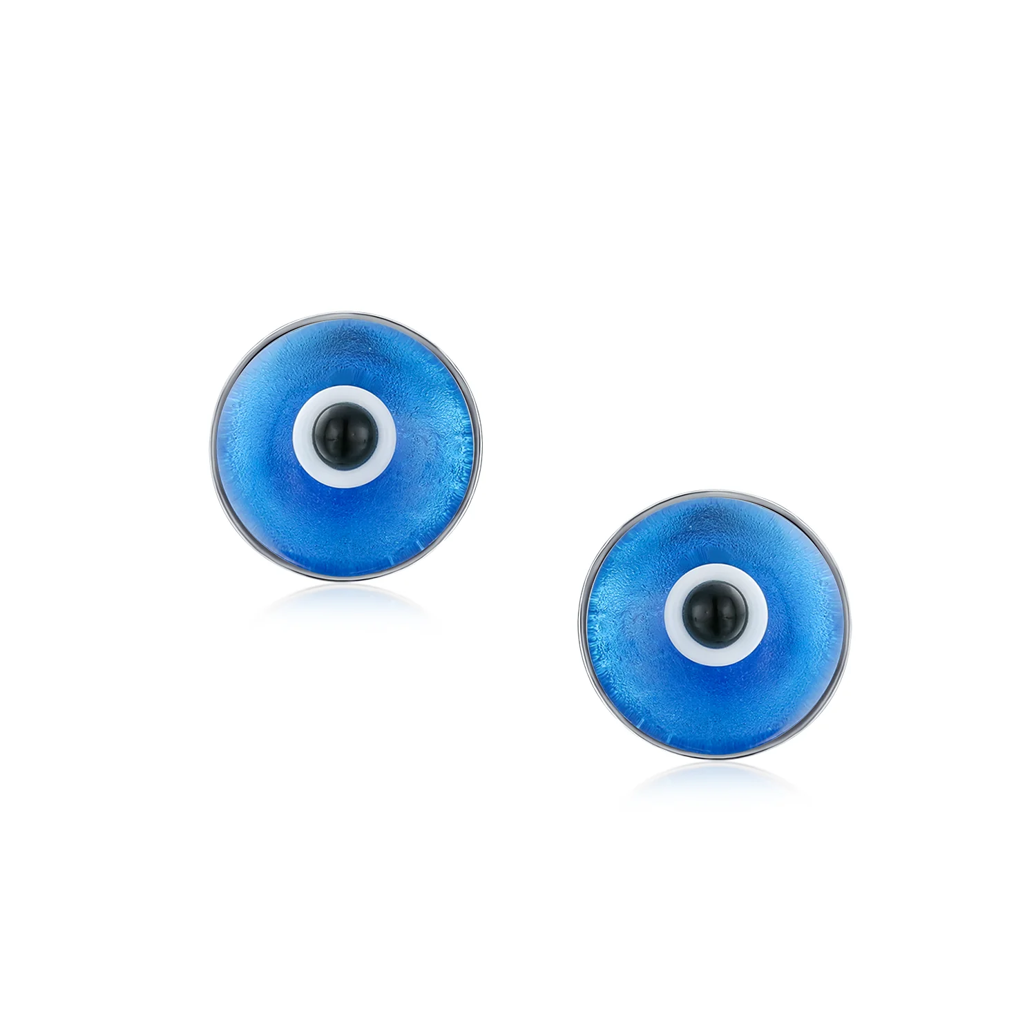 Spiritual Protection Evil Eye Stud Earrings Murano Glass Sterling Silver 9MM - Image 4