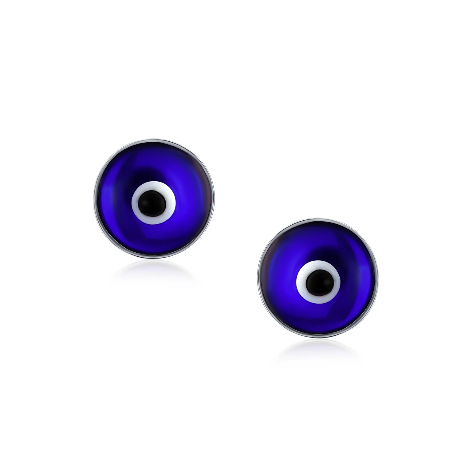 Spiritual Protection Evil Eye Stud Earrings Murano Glass Sterling Silver 9MM - Image 5