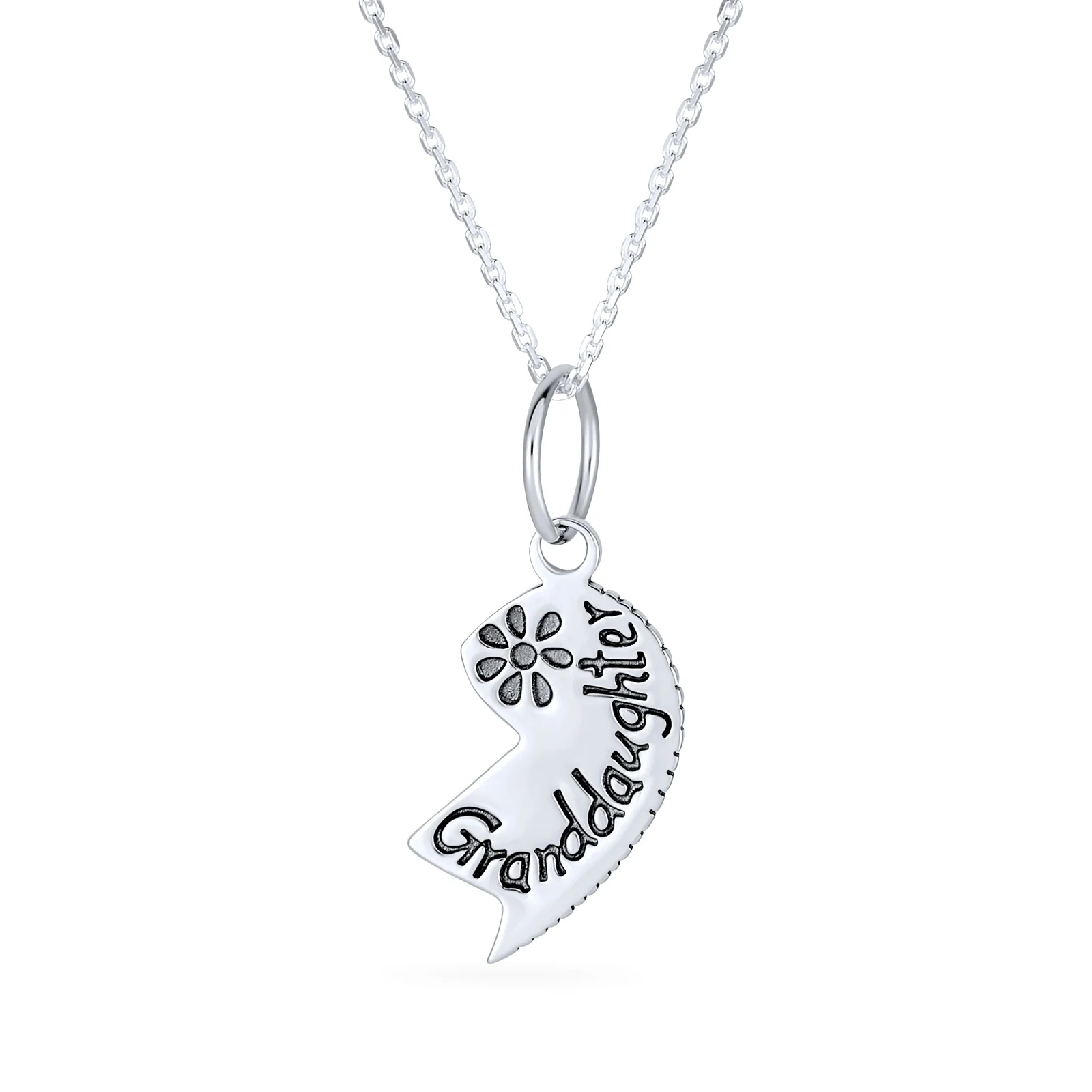 Split Heart Puzzle Pendant Necklace for Grandma & Granddaughter Sterling Silver - Image 3