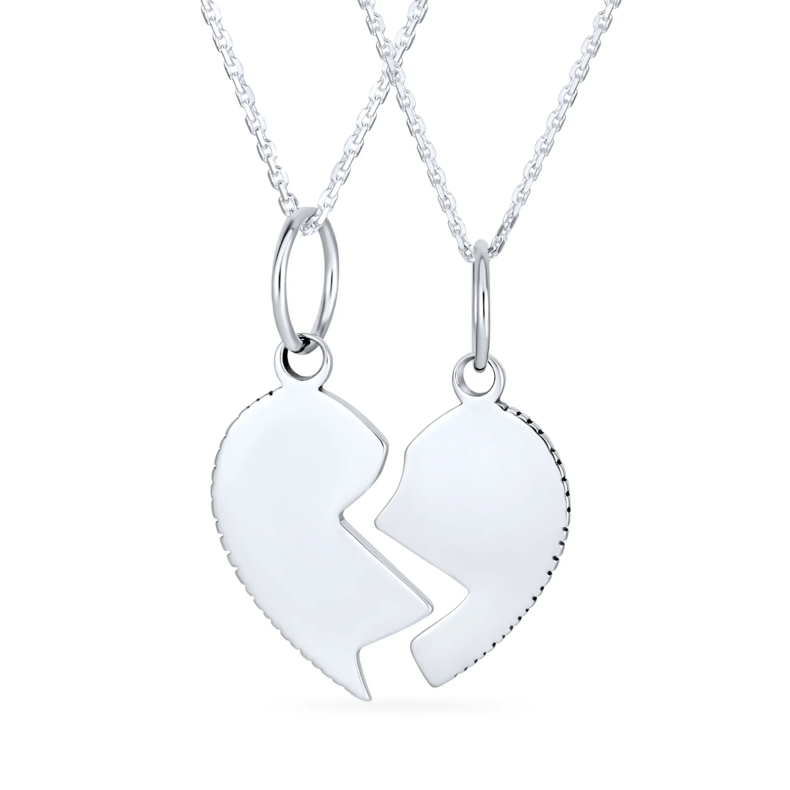 Split Heart Puzzle Pendant Necklace for Grandma & Granddaughter Sterling Silver - Image 4