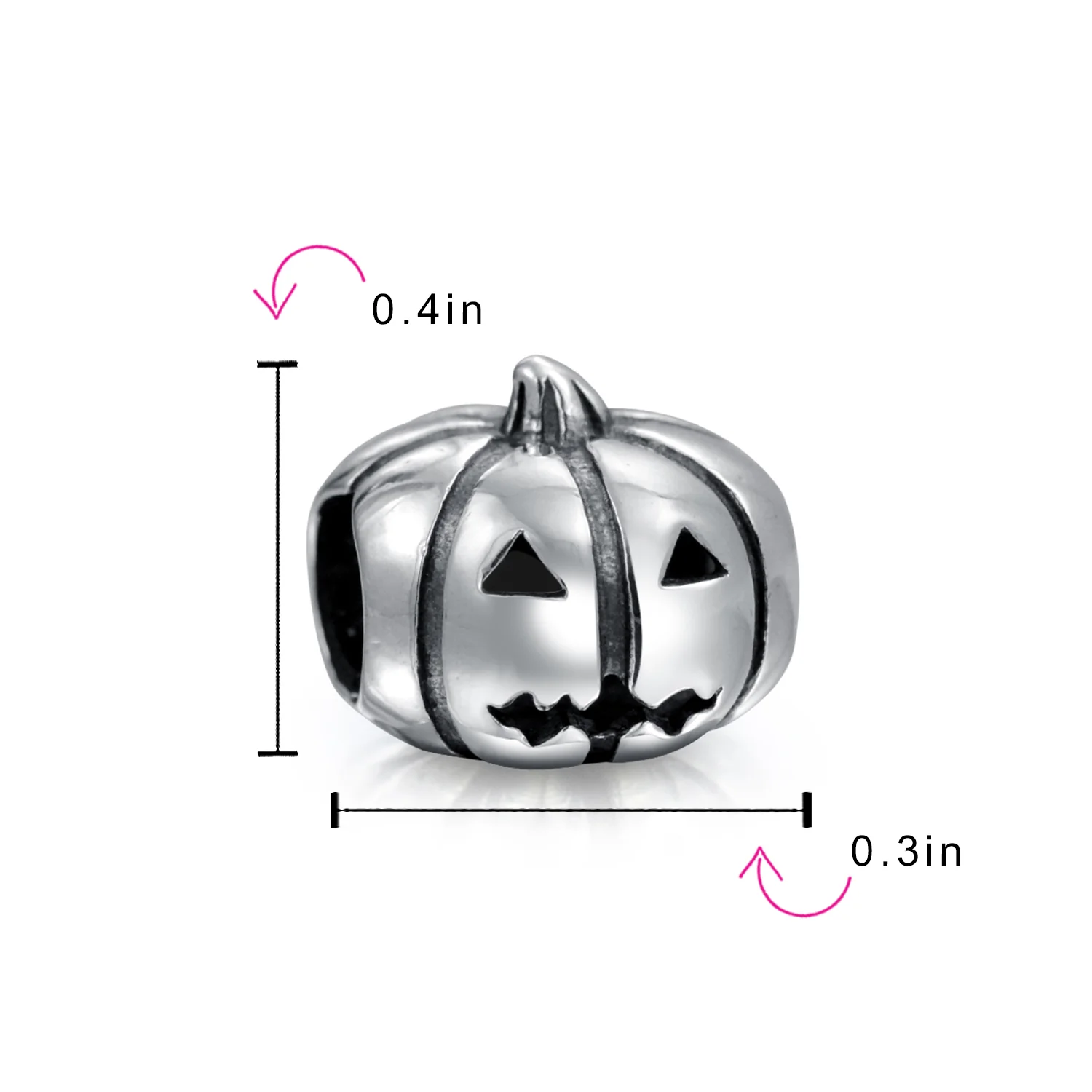 Spooky Halloween Pumpkin Charm Bead in Oxidized Sterling Silver for Bracelets - Image 3