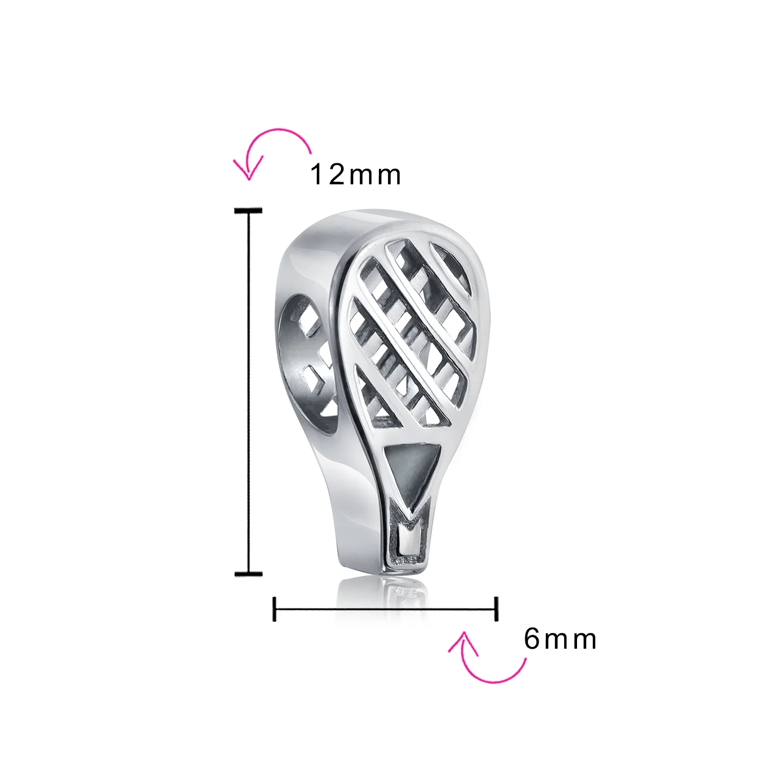 Set of 2 Sports Champion Trophy Dangle Tennis Racquet Charm Bead Sterling Silver - Image 4