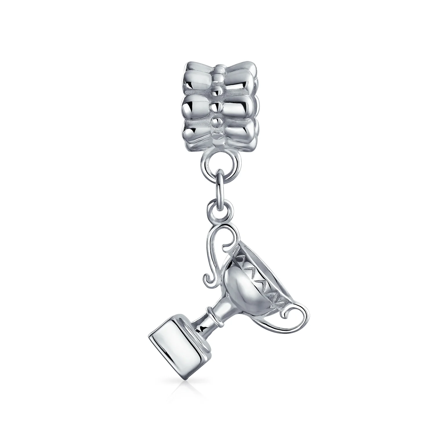 Set of 2 Sports Champion Trophy Dangle Tennis Racquet Charm Bead Sterling Silver - Image 5