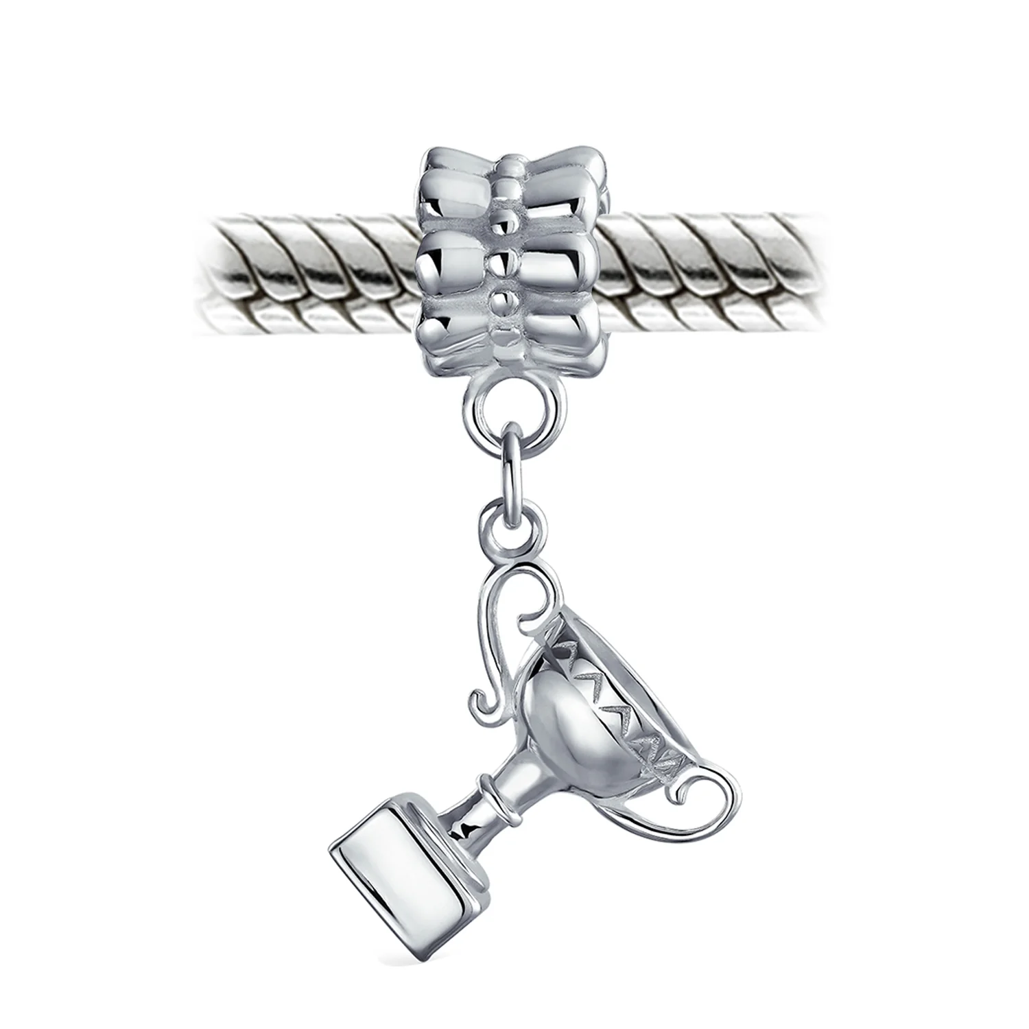 Set of 2 Sports Champion Trophy Dangle Tennis Racquet Charm Bead Sterling Silver - Image 6