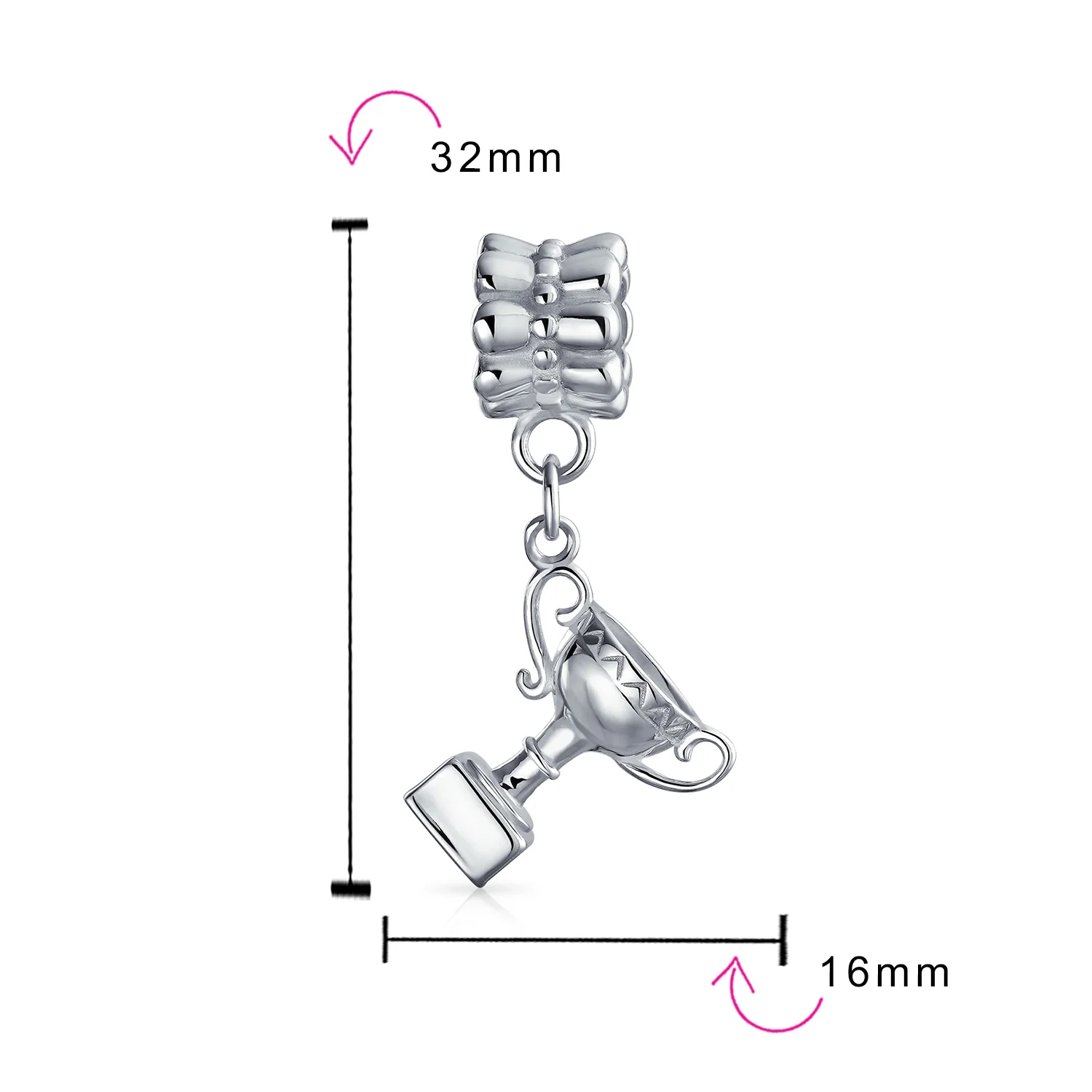 Sports Champion Trophy Dangle Charm Bead .925 Sterling Silver Fits European Bracelet - Image 3