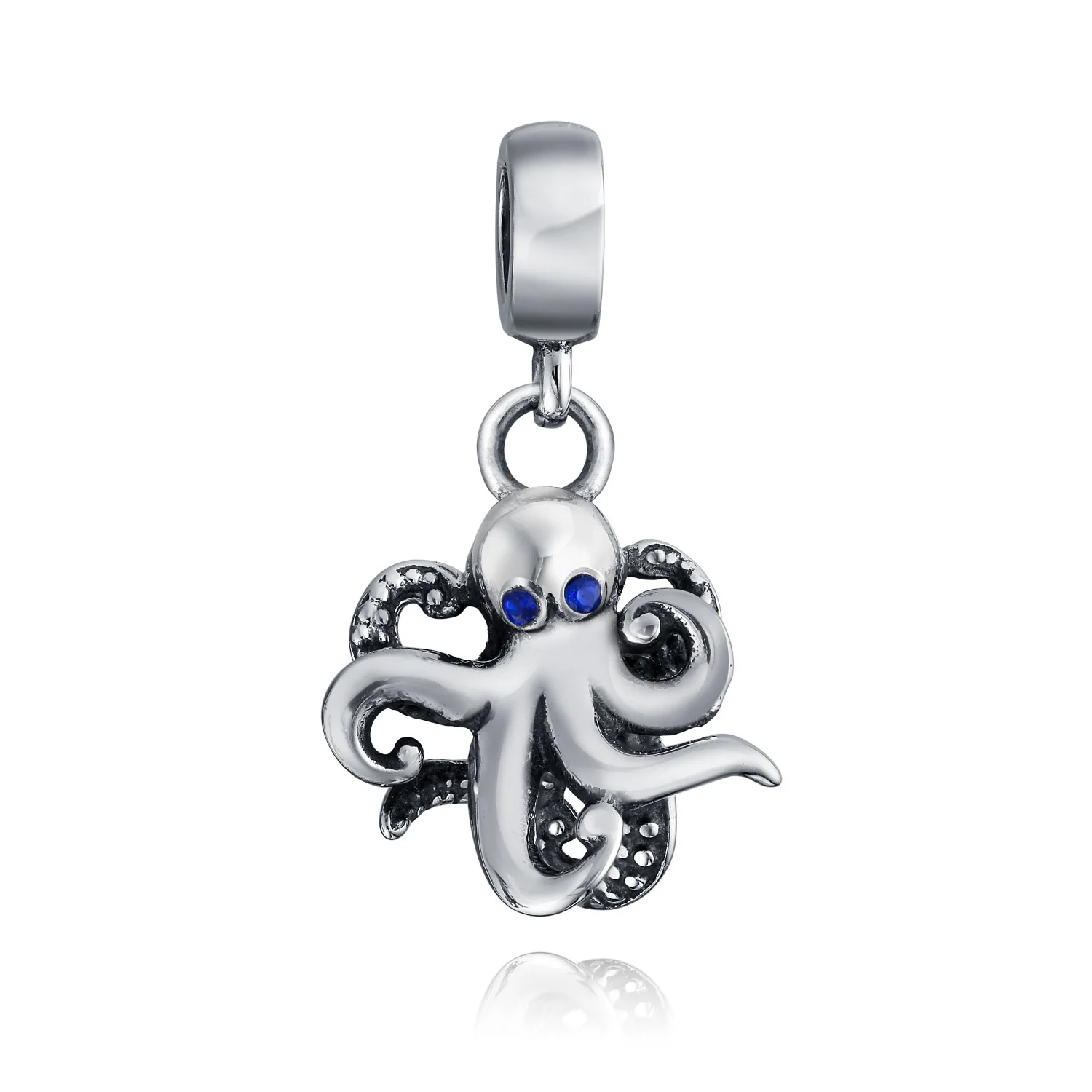 Squid Scuba Diver Octopus Dangle Charm Bead Silver for European Bracelet