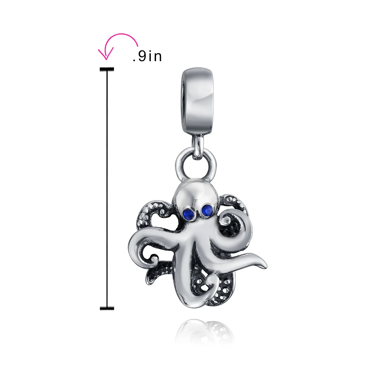 Squid Scuba Diver Octopus Dangle Charm Bead Silver for European Bracelet - Image 3