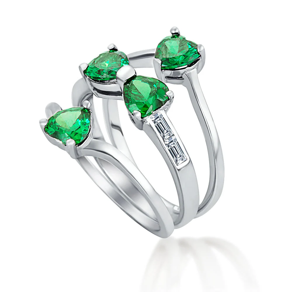 St Patrick Shamrock Irish Green CZ Flower Lucky Clover Ring Sterling Silver - Image 3