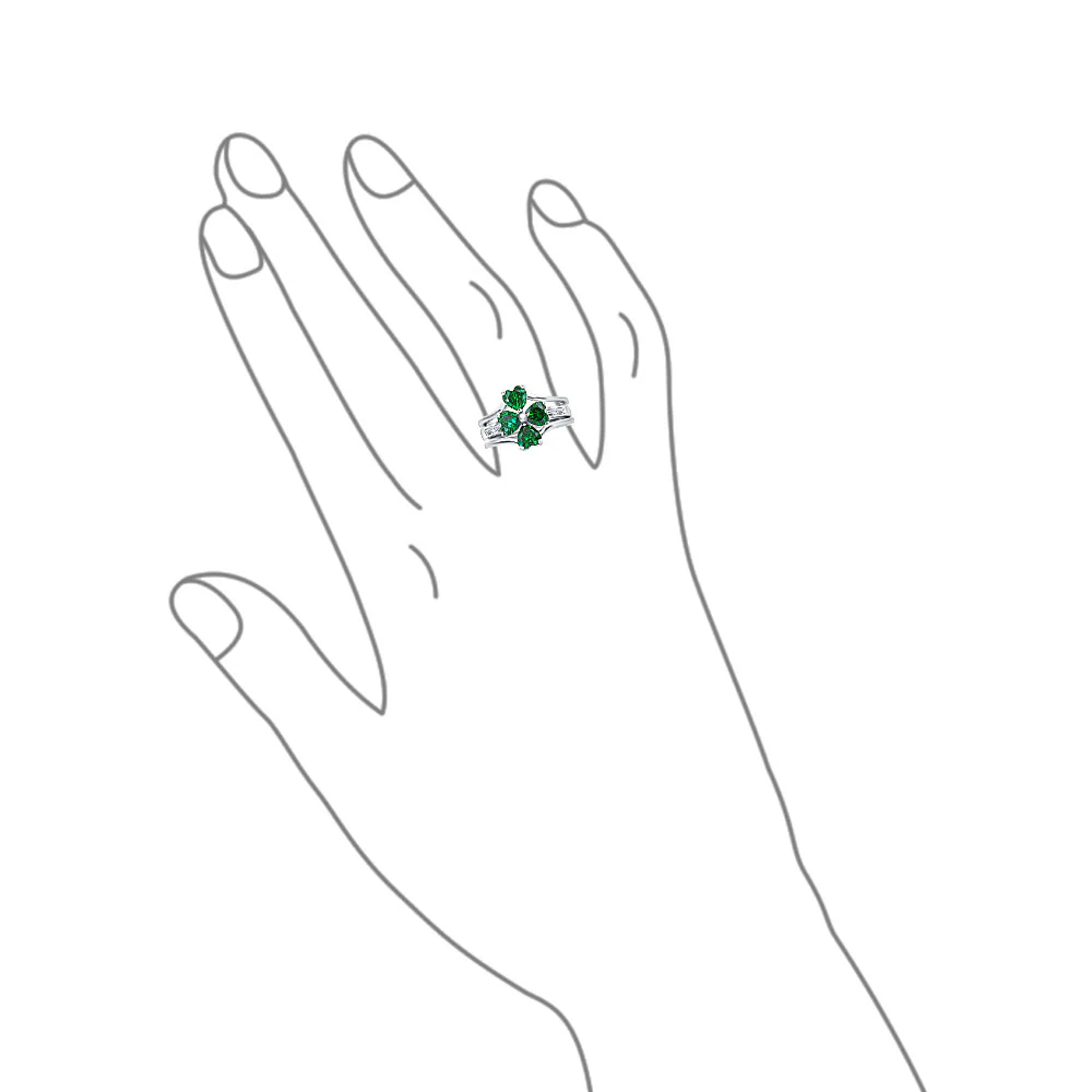 St Patrick Shamrock Irish Green CZ Flower Lucky Clover Ring Sterling Silver - Image 4