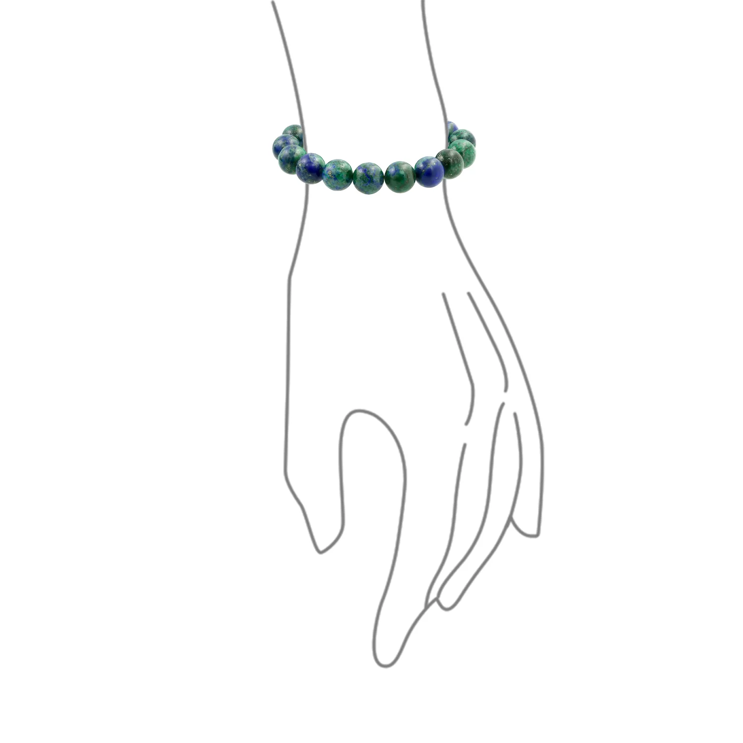 Set of 2 Natural Bead Blue Azurite Multi Color Jasper 12MM Stretch Bracelet - Image 2