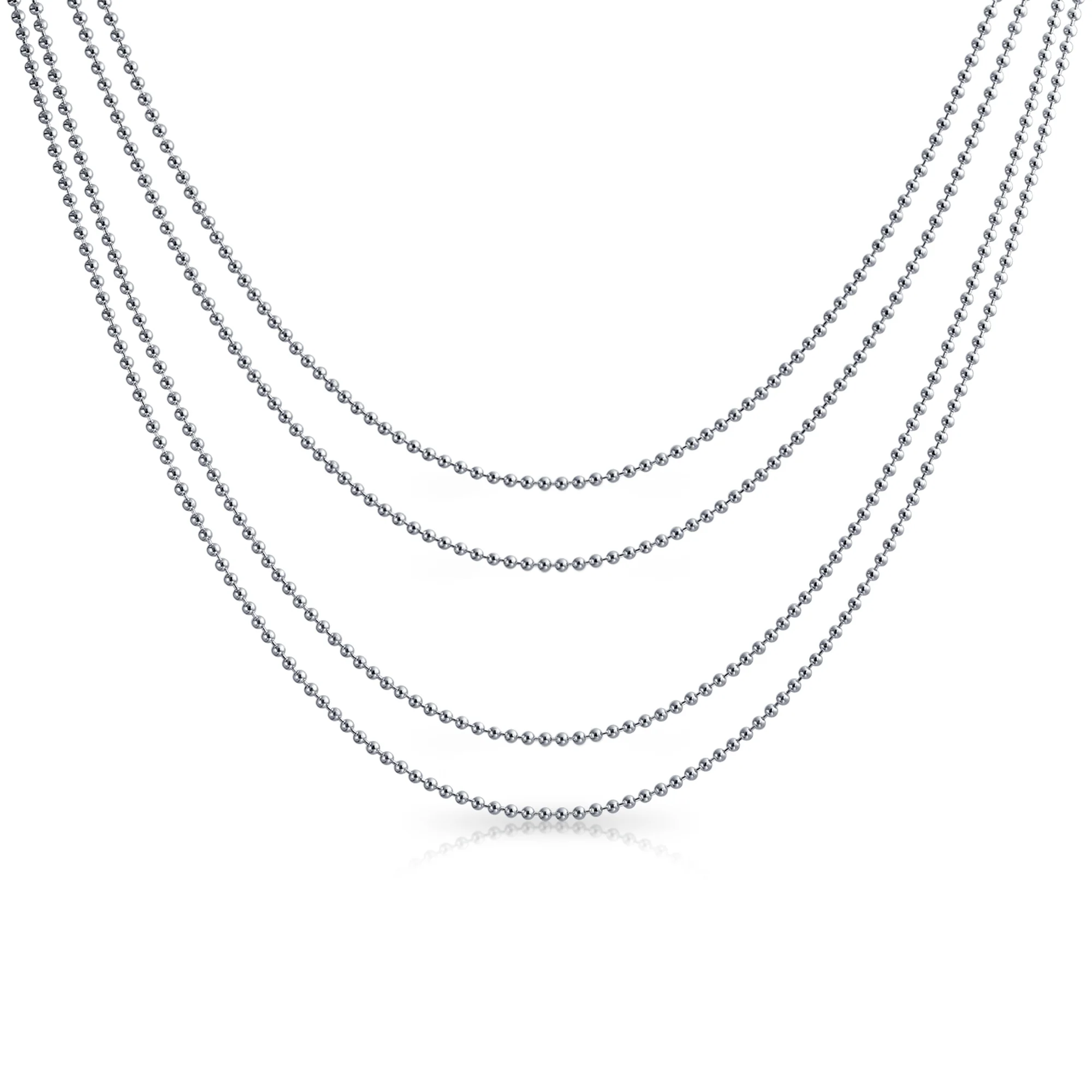 Set of 4 Thin Stainless Steel Saturn Chain Necklace 18, 20, 24 & 30 Inch - Image 4