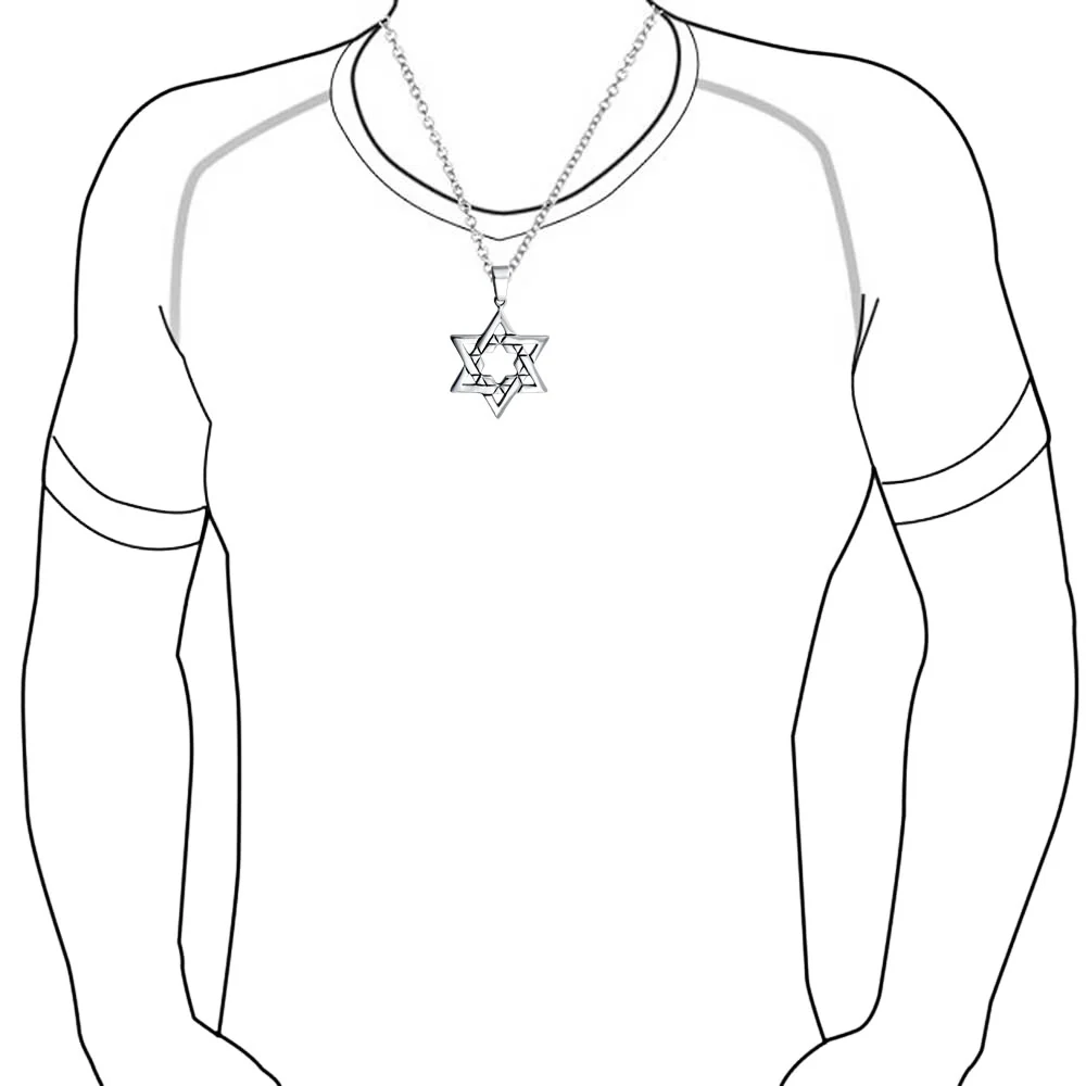 Unisex Men's Star of David Pendant Necklace for Bar Mitzvah Stainless Steel - Image 3