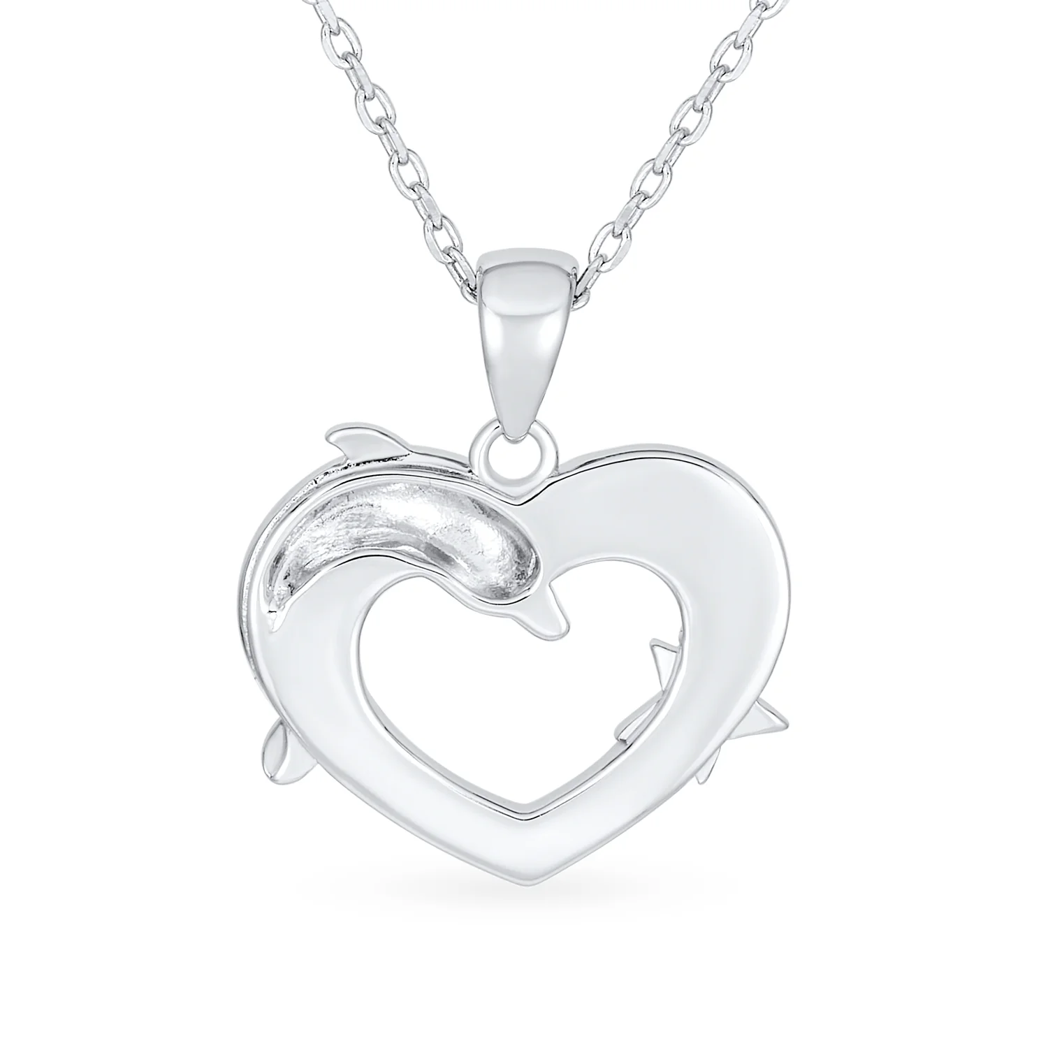 Gemstone Blue Opal Starfish Heart Pendant Necklace in Sterling Silver - Image 2
