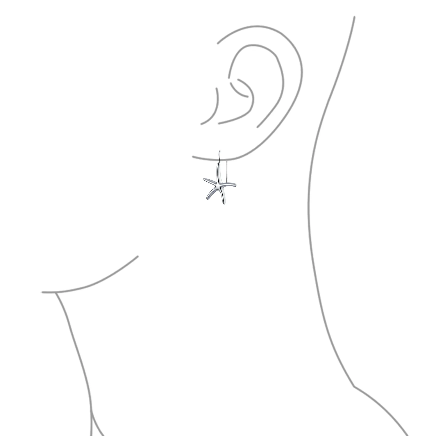 Large Starfish Dangle Drop Threader Earrings Fish Hook Gold - Image 6