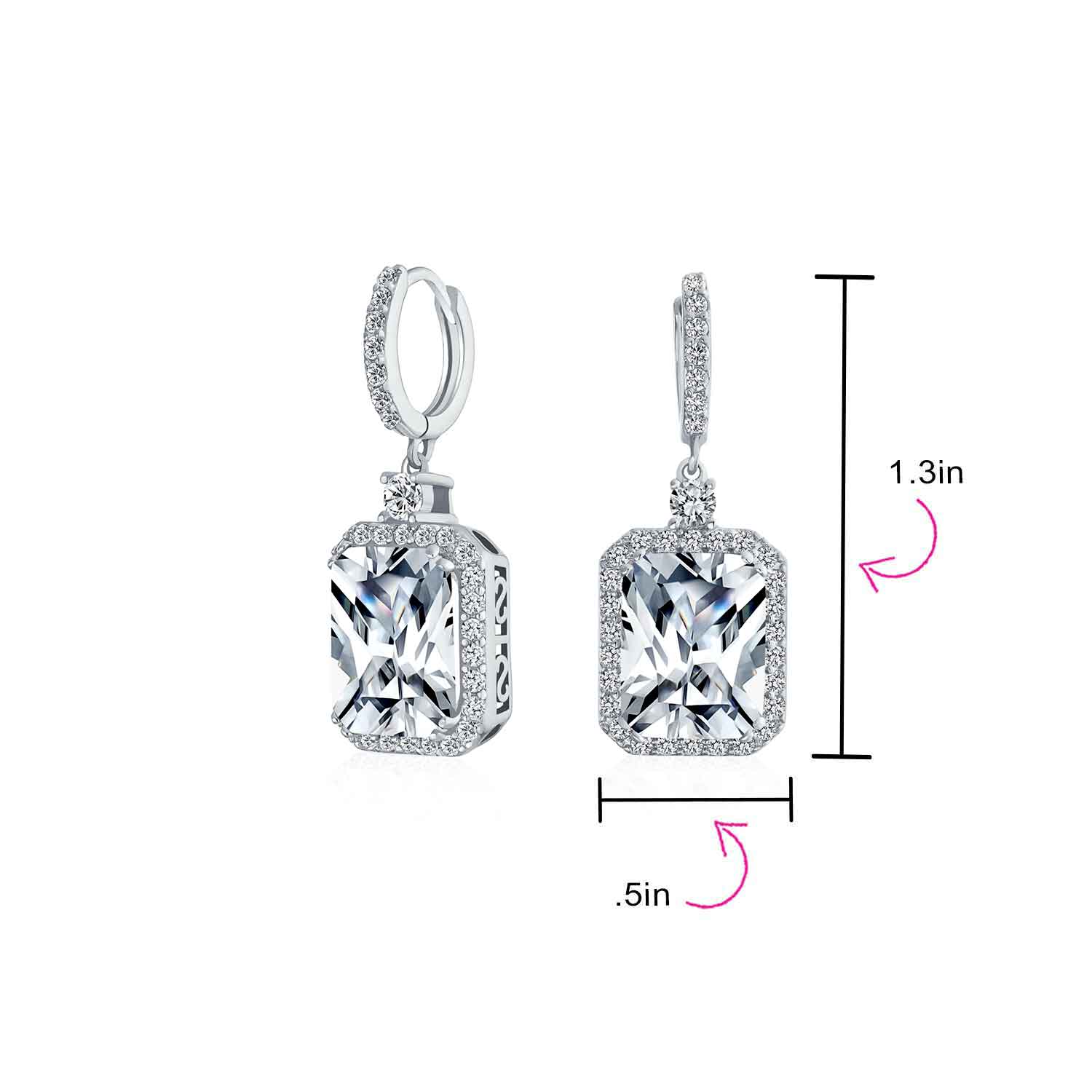 Statement Fashion Emerald Cut CZ Halo Dangle Chandelier Earrings GoldSilver - Image 10