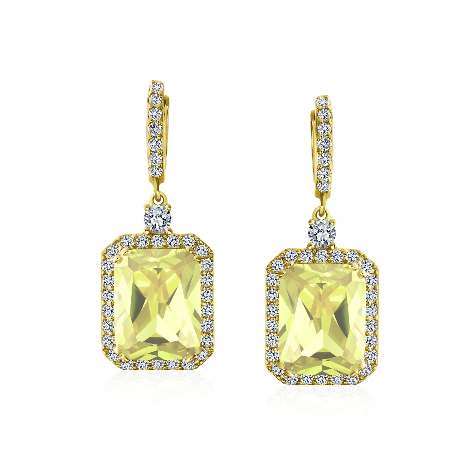 Statement Fashion Emerald Cut CZ Halo Dangle Chandelier Earrings GoldSilver - Image 6