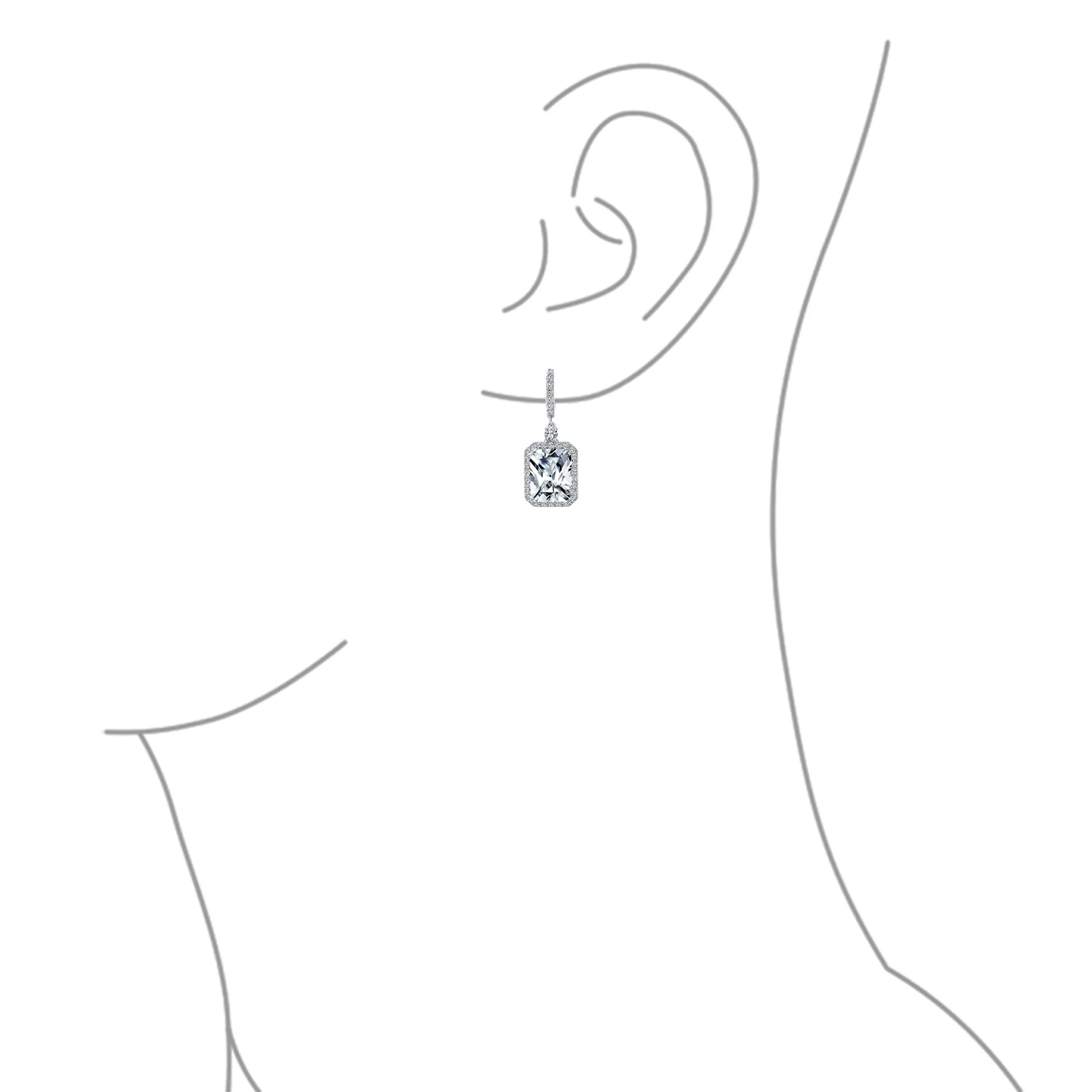 Statement Fashion Emerald Cut CZ Halo Dangle Chandelier Earrings GoldSilver - Image 8