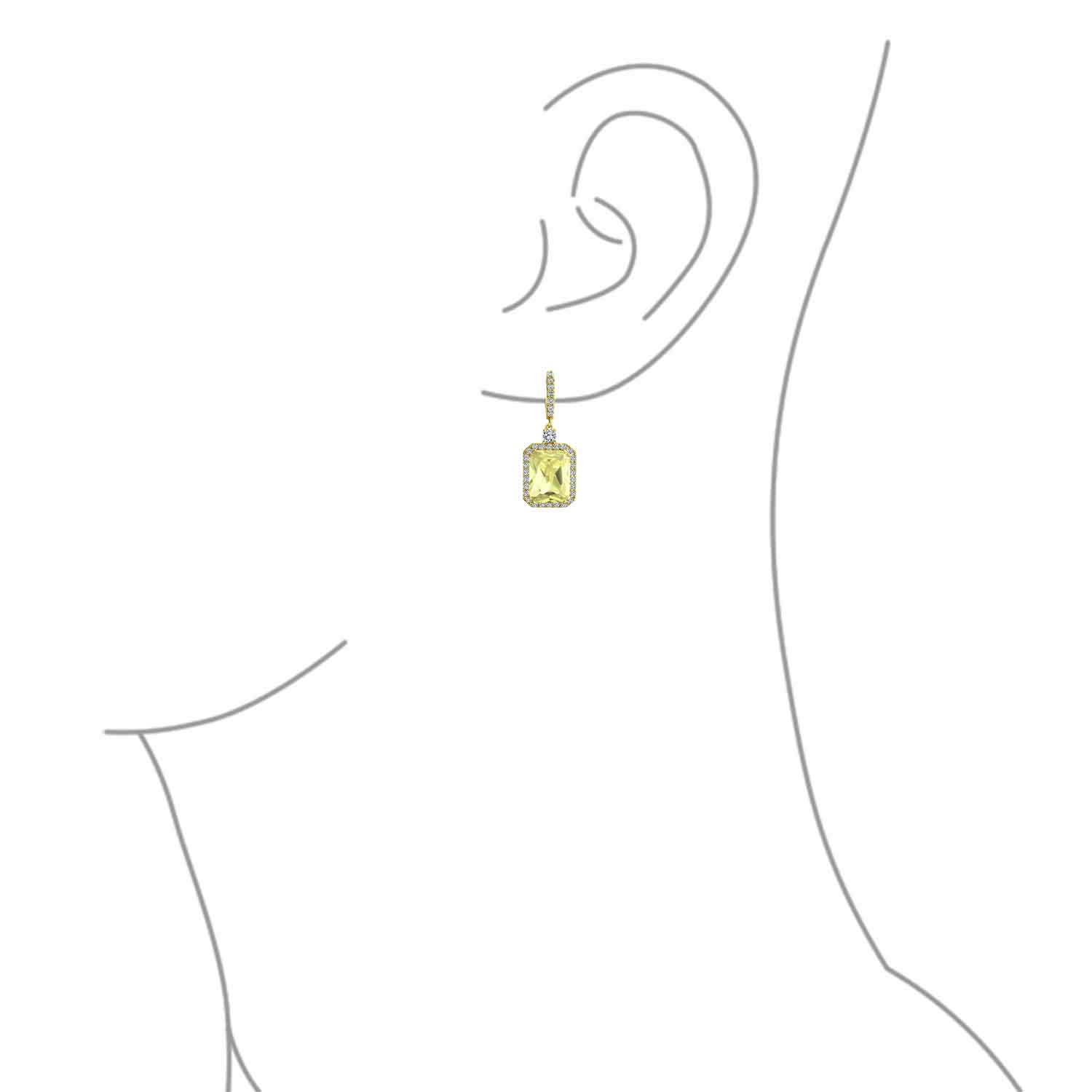 Statement Fashion Emerald Cut CZ Halo Dangle Chandelier Earrings GoldSilver - Image 9