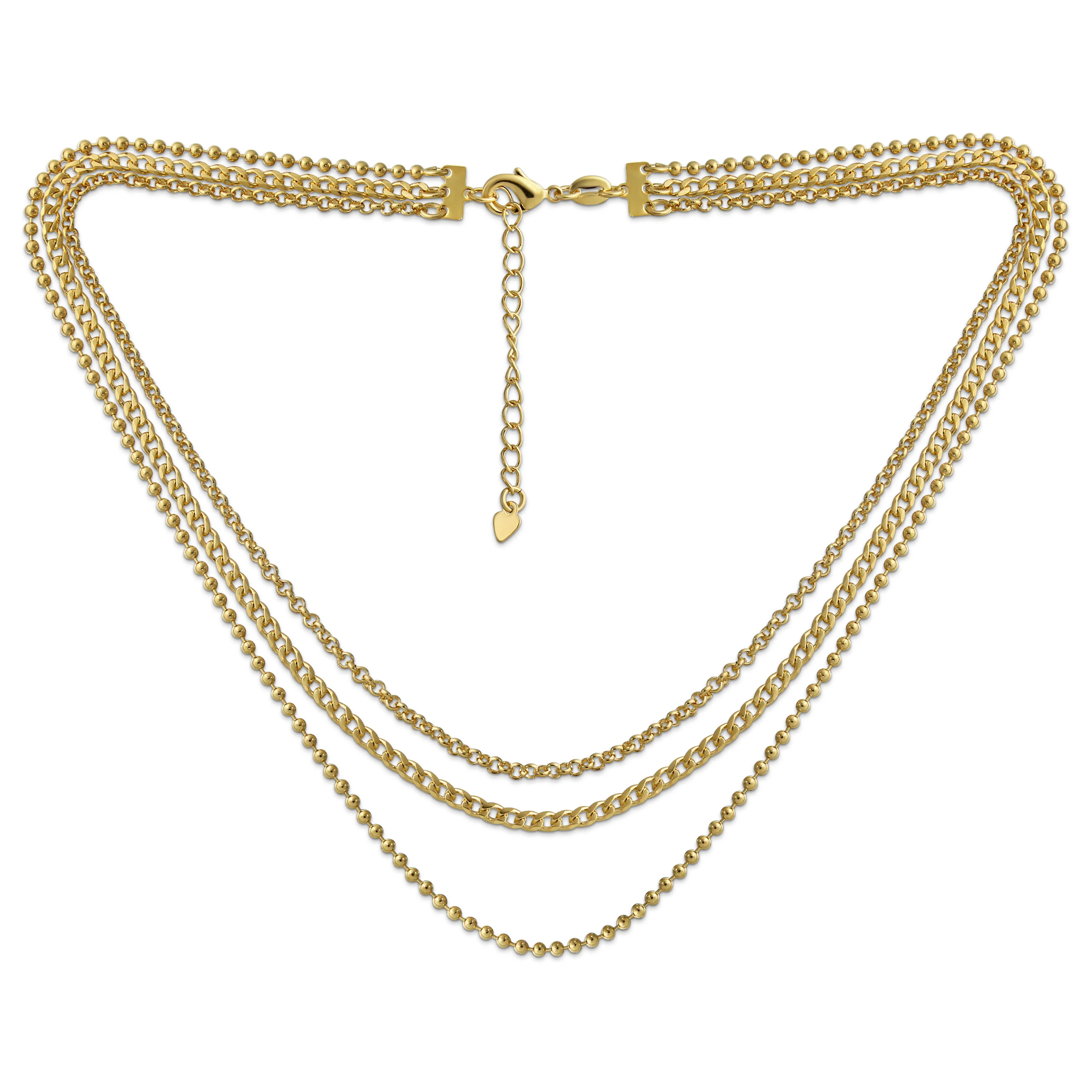 Statement Bead Collar Necklace Multi-Strand Gold Choker