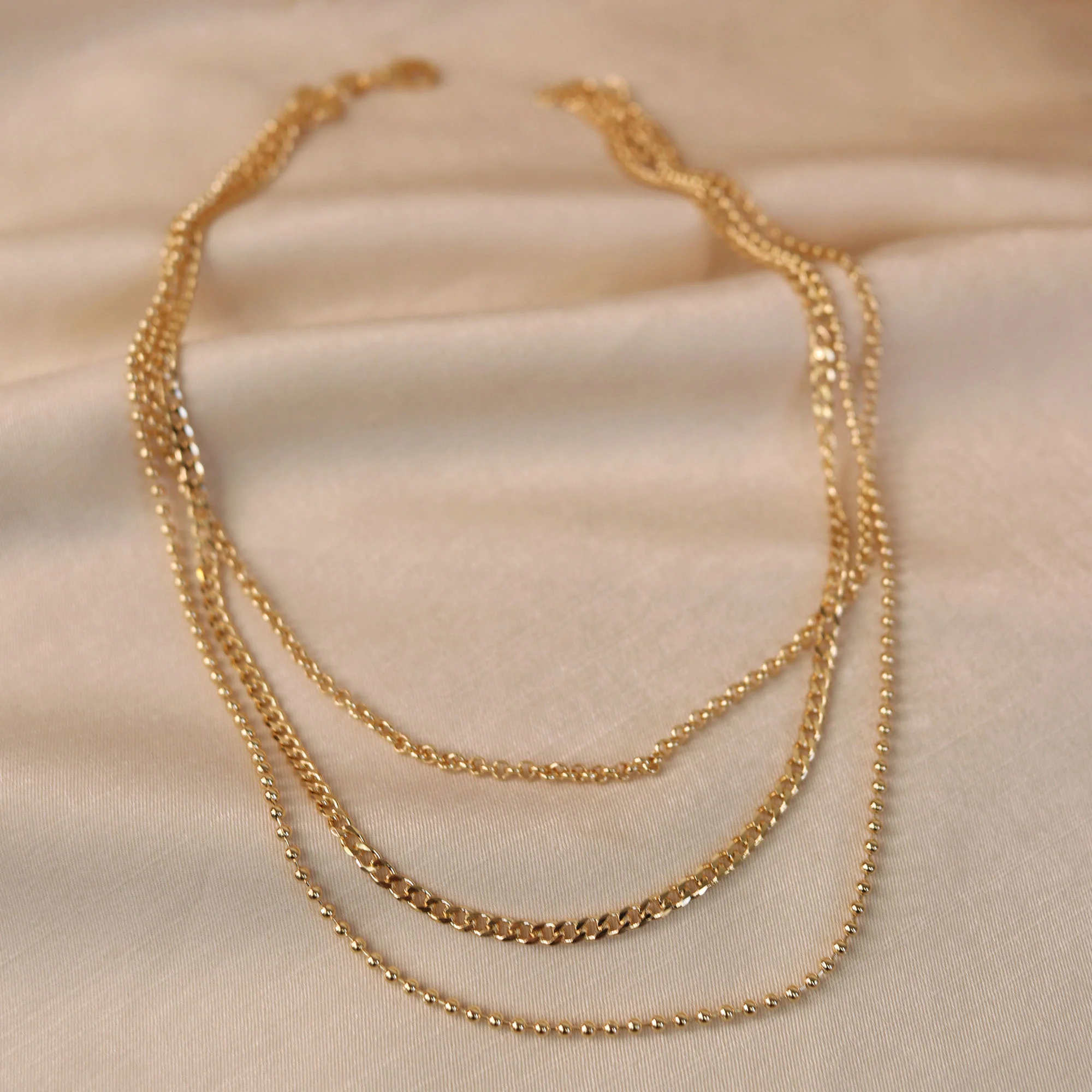 Statement Bead Collar Necklace Multi-Strand Gold Choker - Image 5