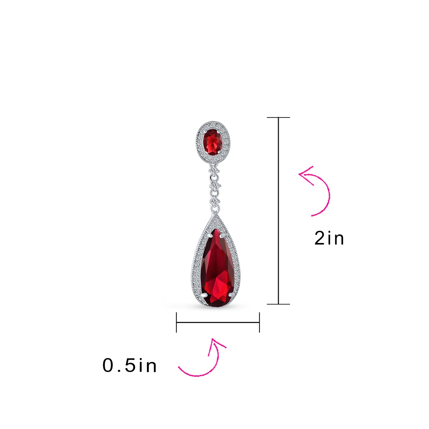 Amethyst Purple CZ Teardrop Chandelier Screw Clip On Earrings Silver Plated - Image 19