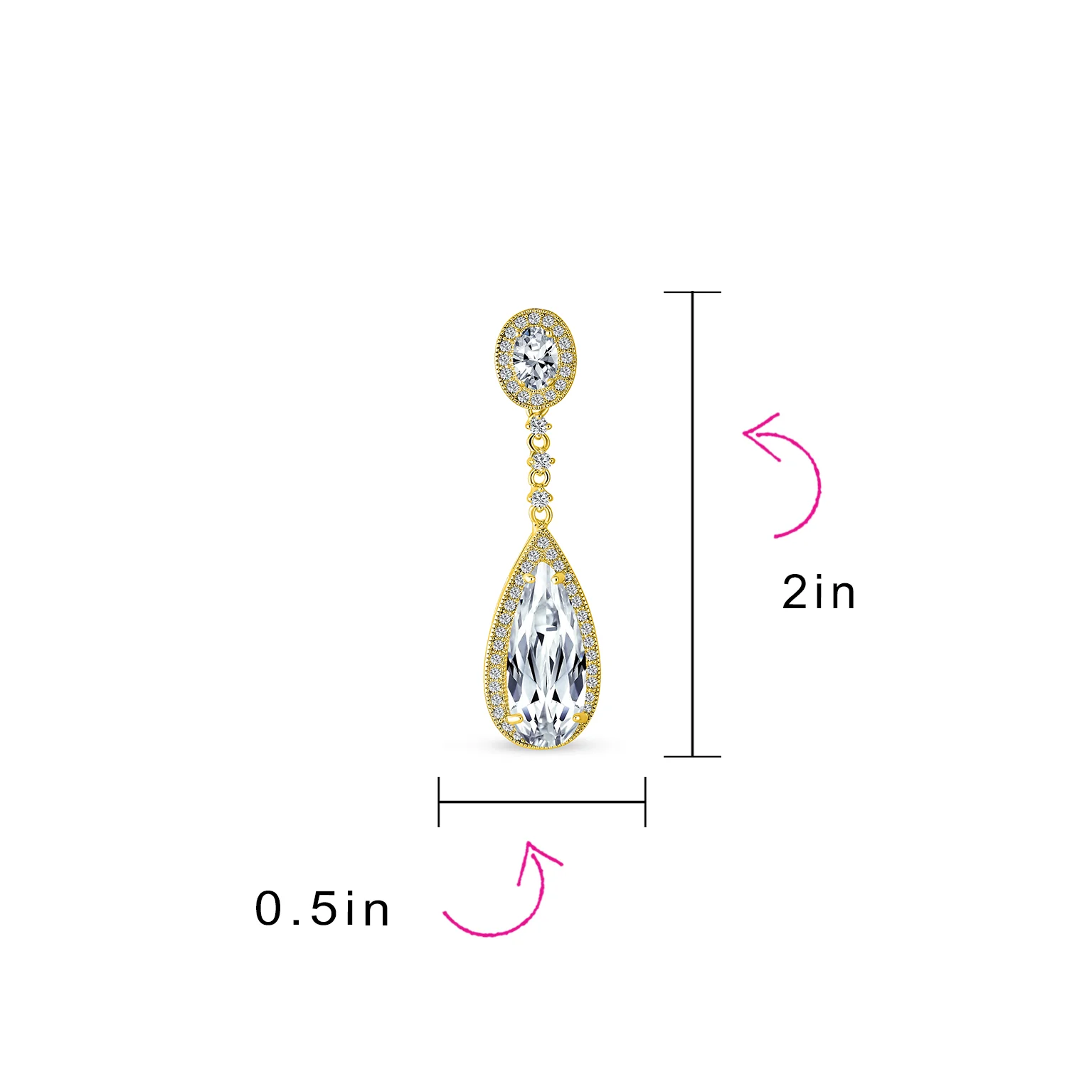Amethyst Purple CZ Teardrop Chandelier Screw Clip On Earrings Silver Plated - Image 23