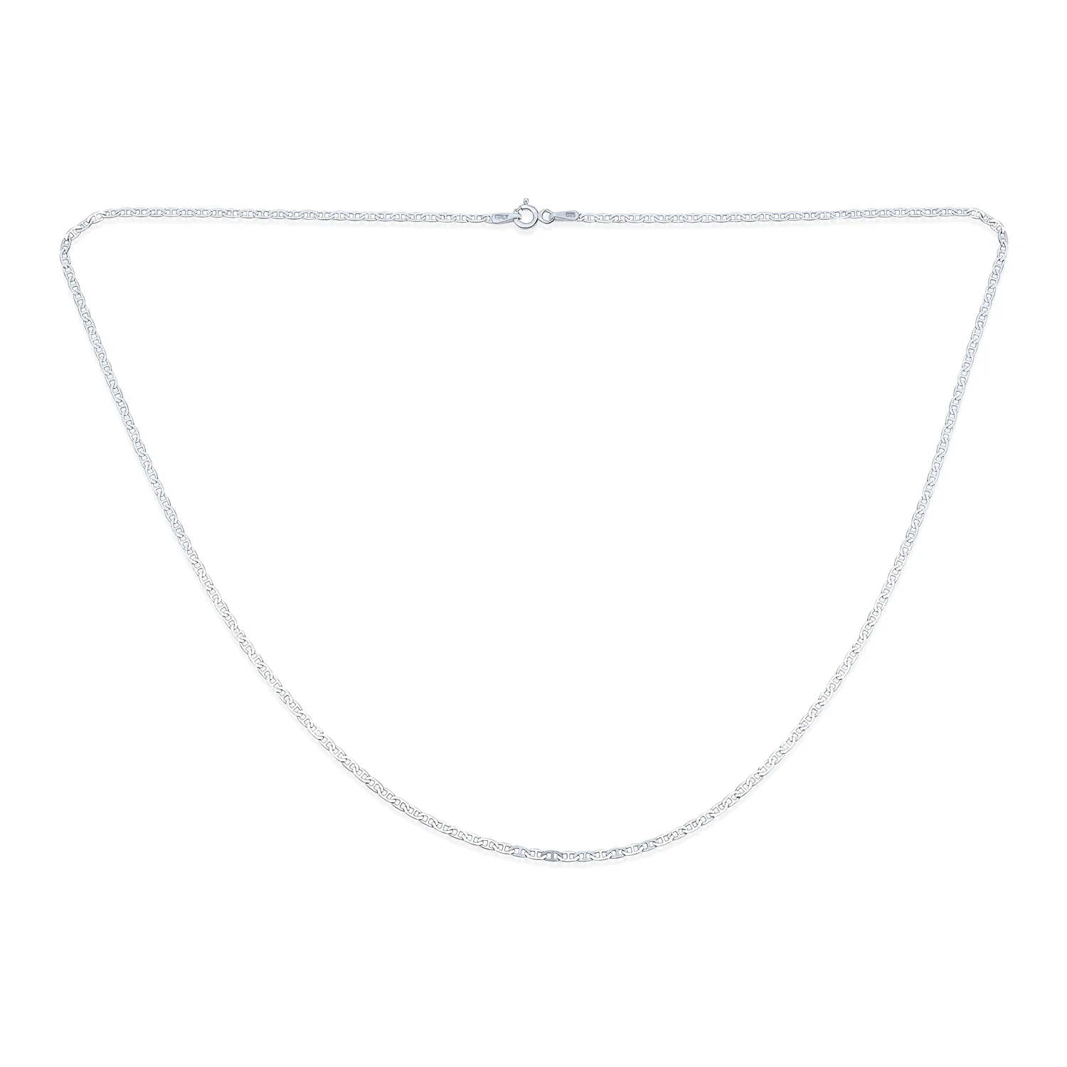 2MM Sterling Silver Anchor Chain Necklace Made in Italy - Image 3