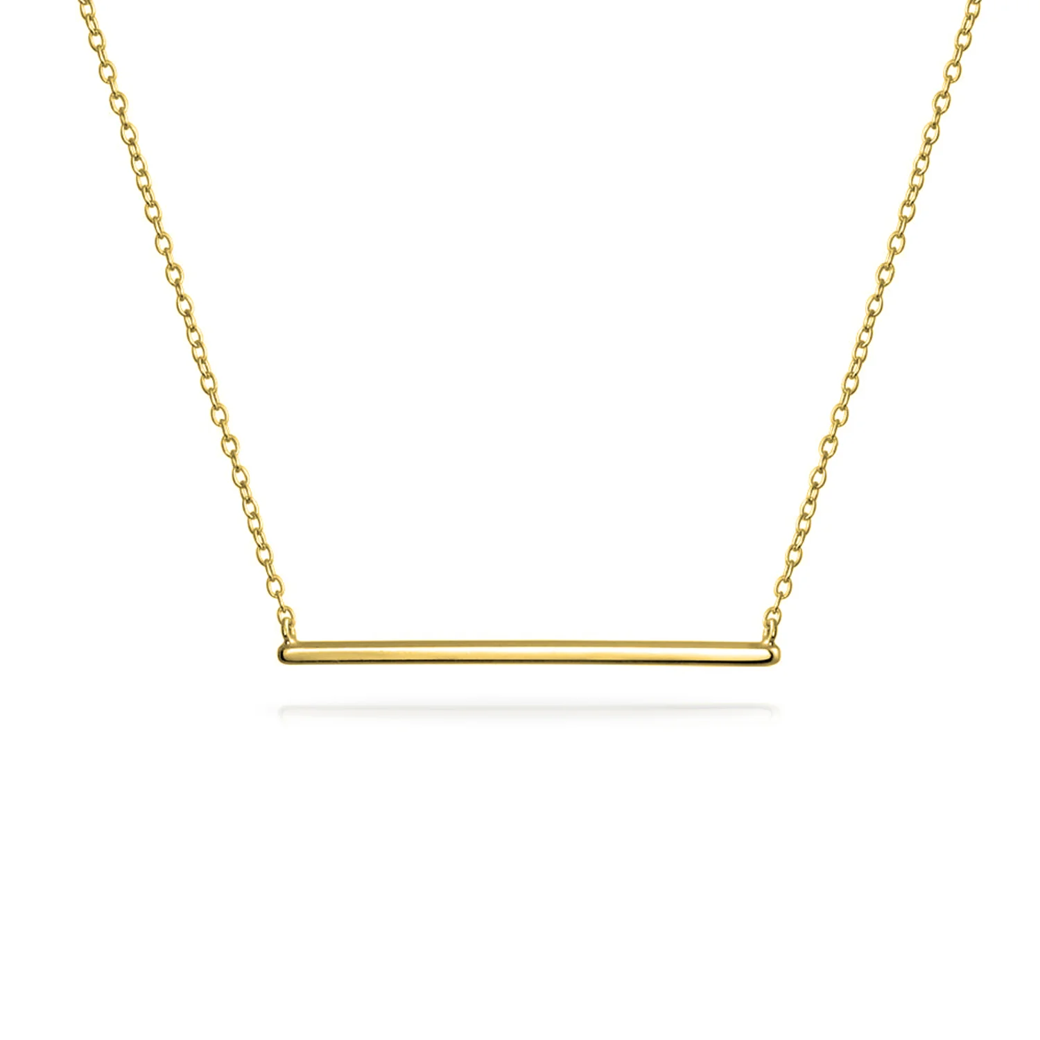 Minimalist Horizontal Name Plate Sideways Bar Pendant Necklace Sterling Silver - Image 2