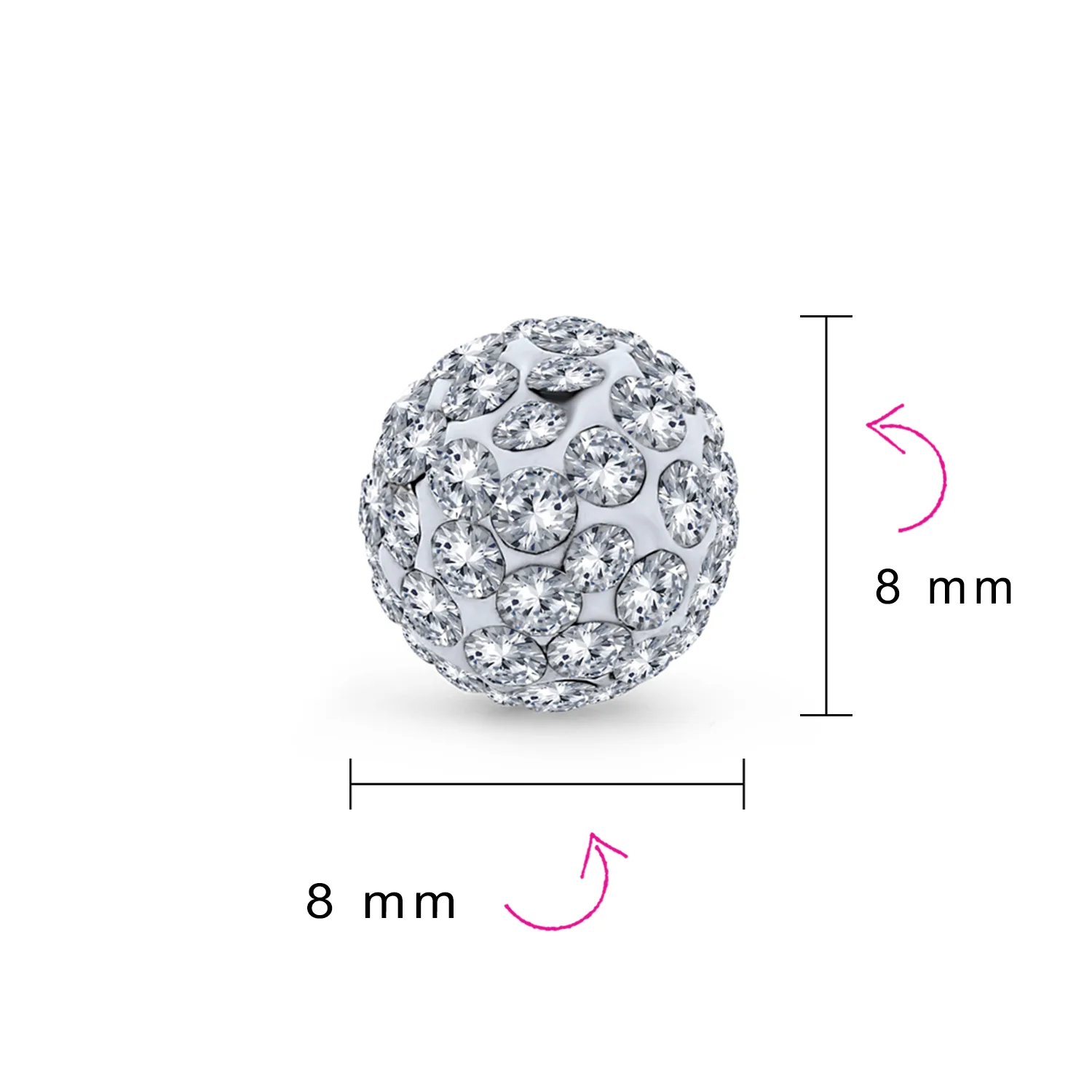 Set of 3 Red Black Clear Crystals Ball Stud Earrings Sterling Silver Post - Image 16