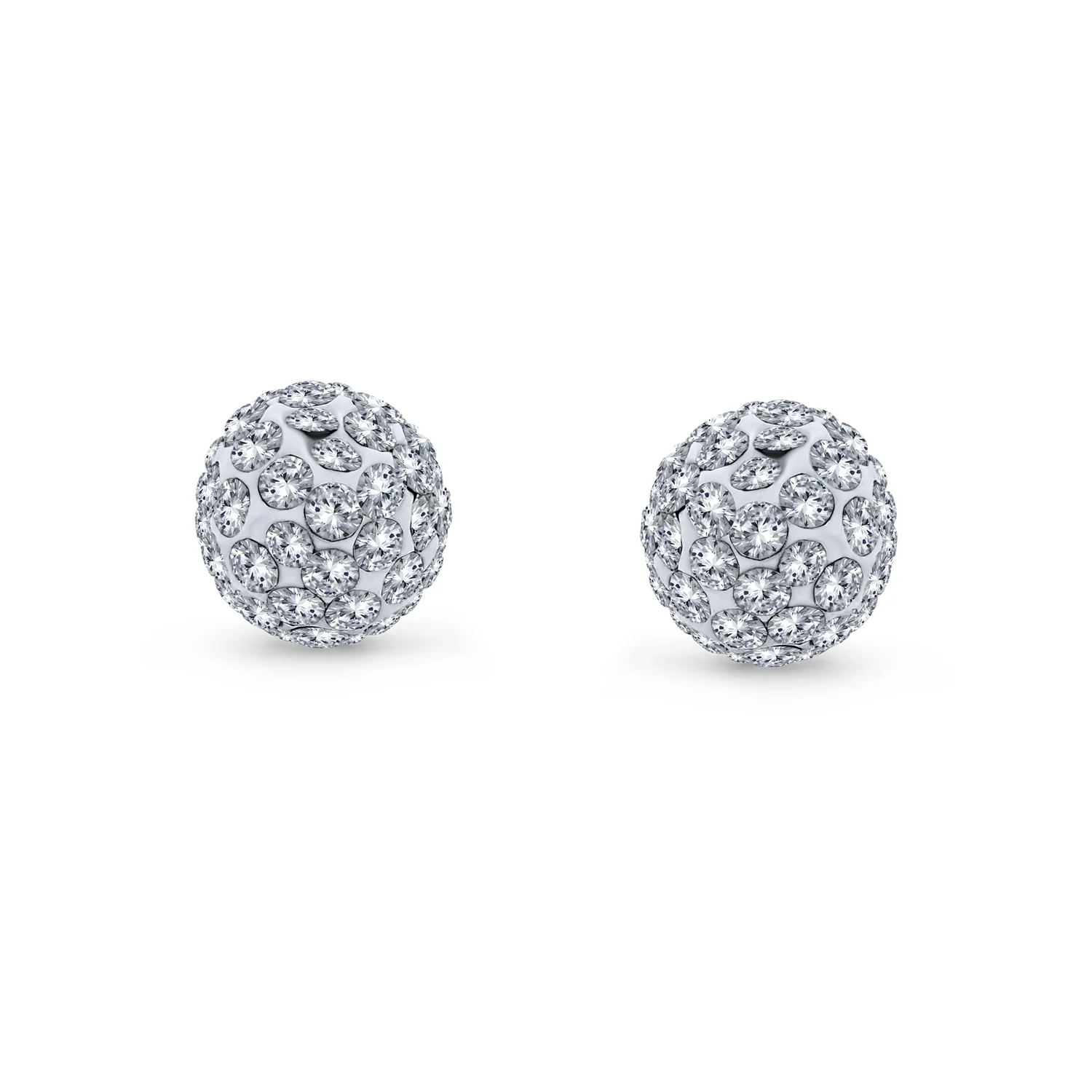 Set of 3 Red Black Clear Crystals Ball Stud Earrings Sterling Silver Post - Image 8