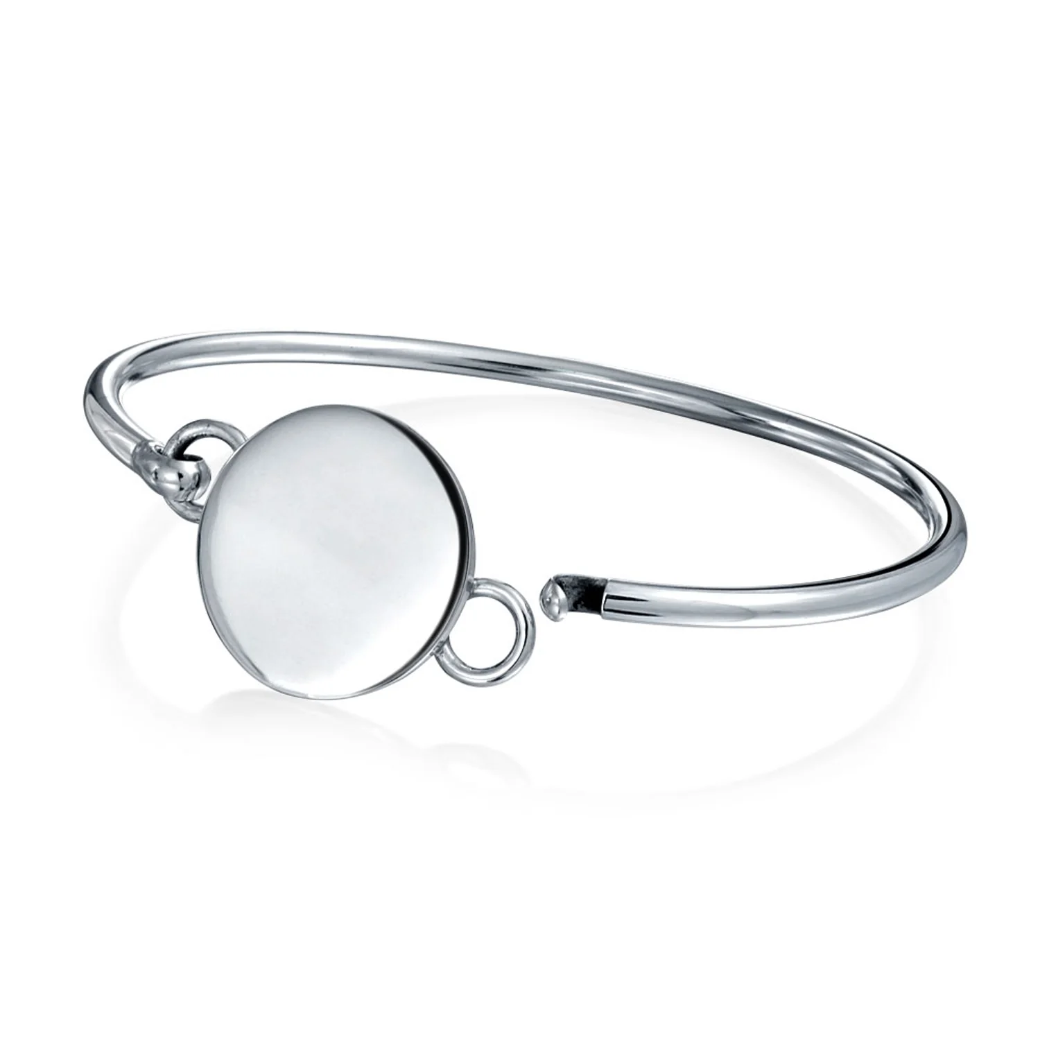 Sterling Silver ID Bracelet with Round Monogram - Polished & Durable Design - Image 2