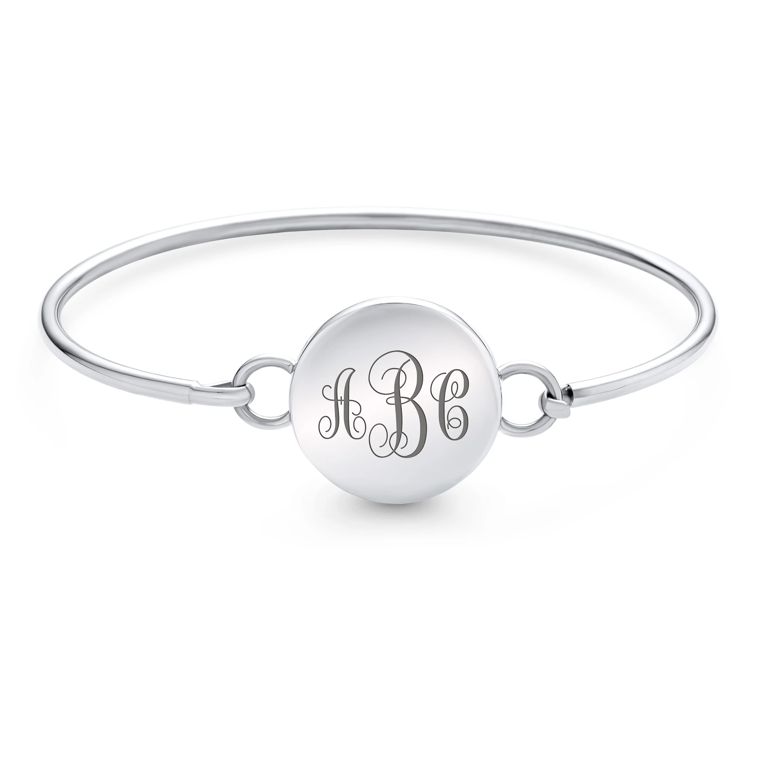 Sterling Silver ID Bracelet with Round Monogram - Polished & Durable Design - Image 3