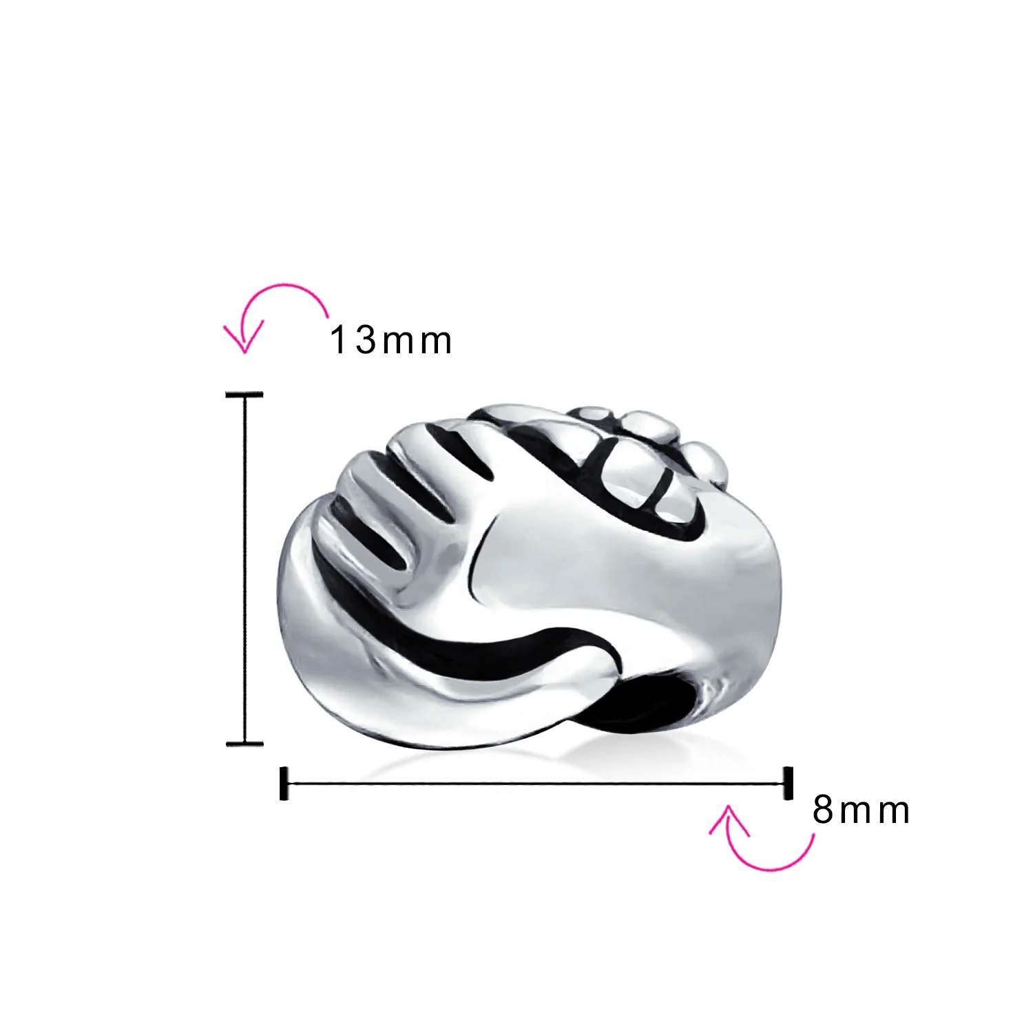 Set of 2 BFF Hug & Hand Sign I Love You Infinity Charm Bead Sterling Silver Fits European Bracelet - Image 4