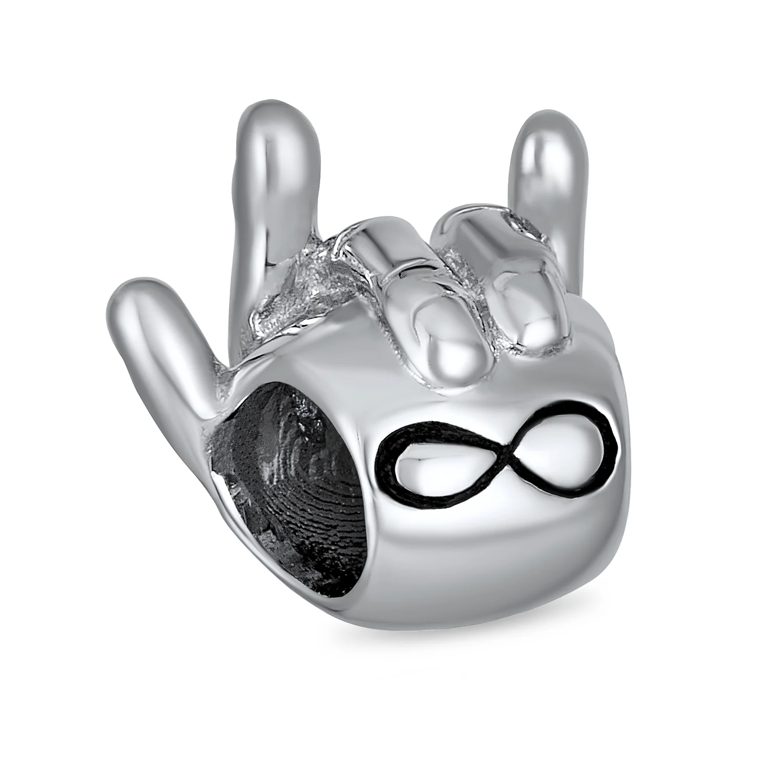 Set of 2 BFF Hug & Hand Sign I Love You Infinity Charm Bead Sterling Silver Fits European Bracelet - Image 5