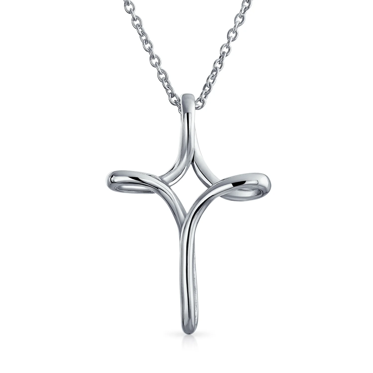 Sterling Silver Infinity Cross Pendant Necklace Simple and Elegant Design