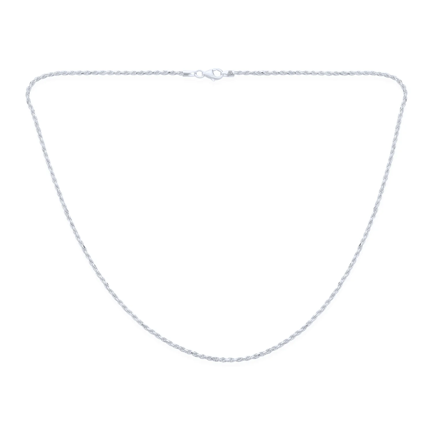 Sterling Silver Diamond Cut Rope Chain Necklace Italian Made 16-24 Inch - Image 2