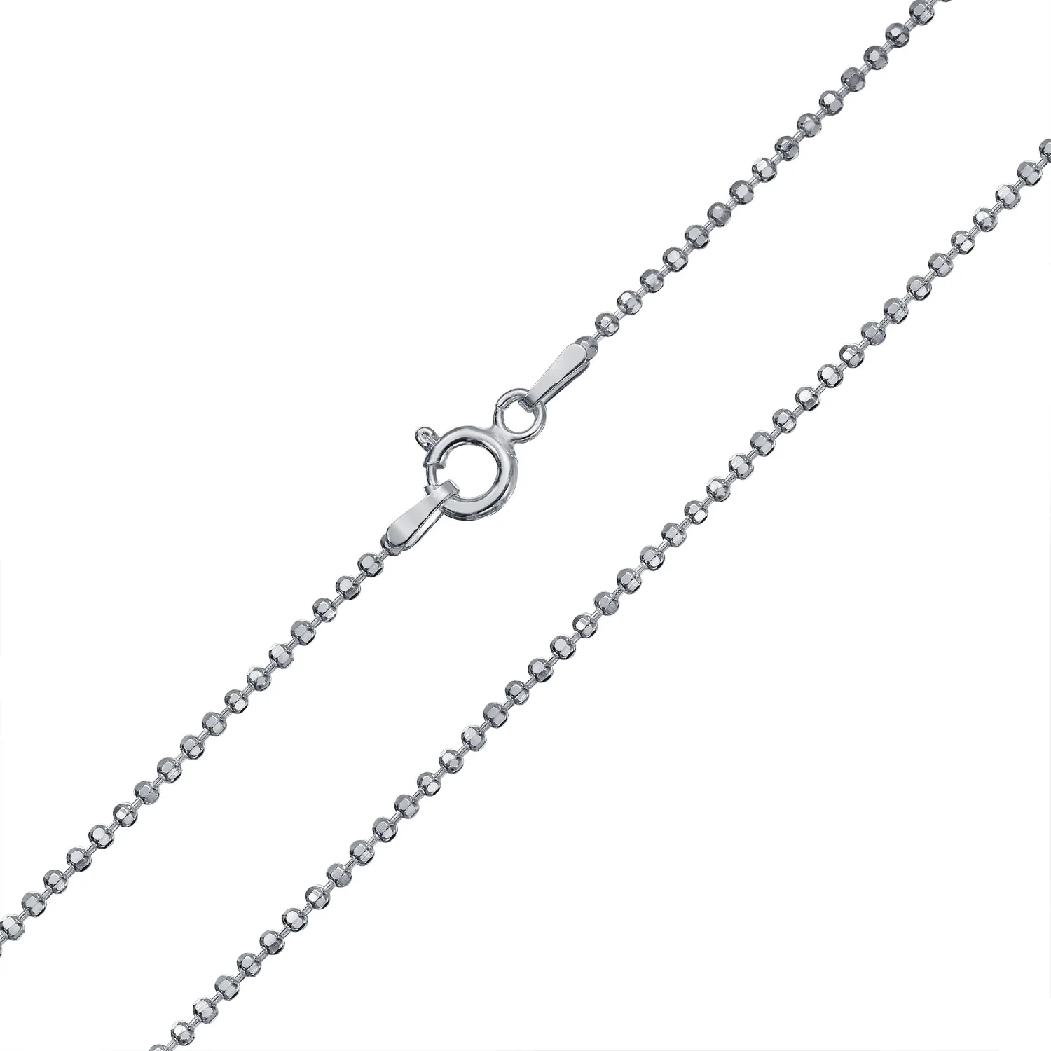 Sterling Silver Sparkle Diamond Cut Bead Chain Necklace 16-24 Inch Italy Made - Image 4