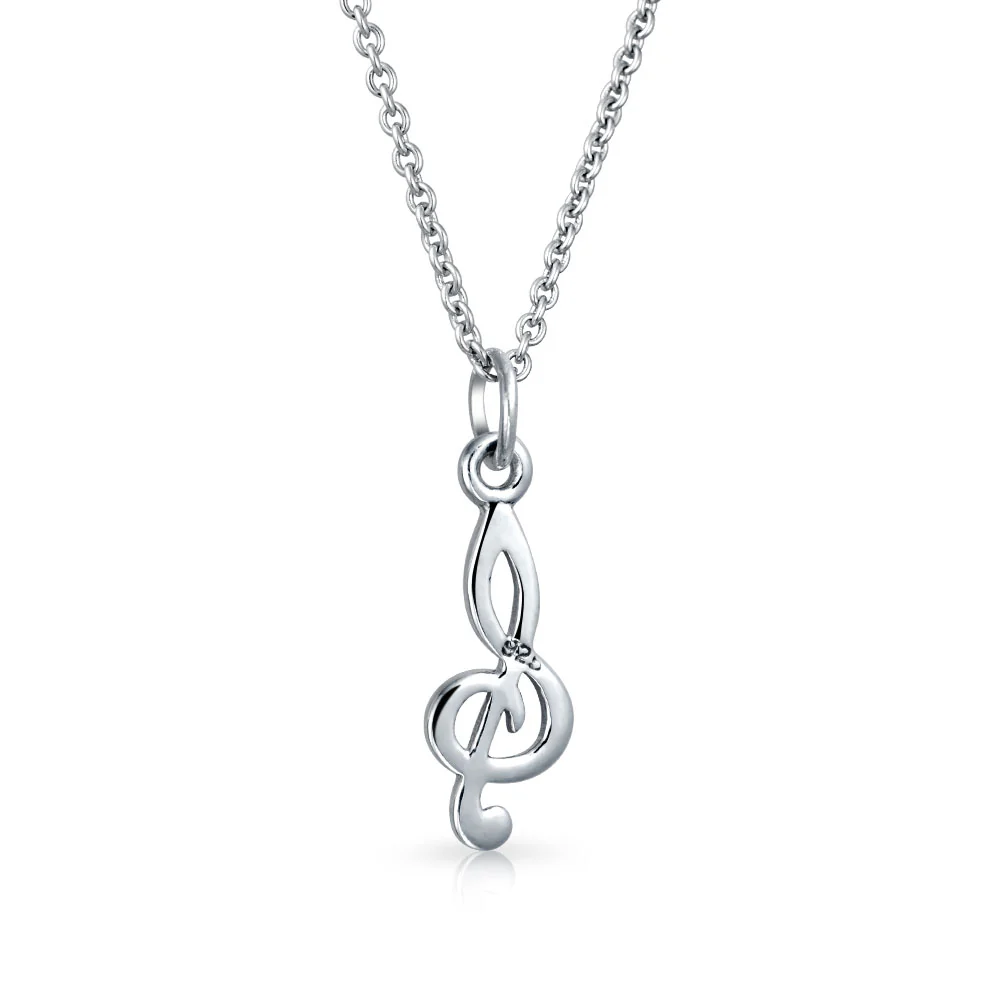 Sterling Silver Treble Clef Pendant Necklace for Music Teachers and Students - Image 2