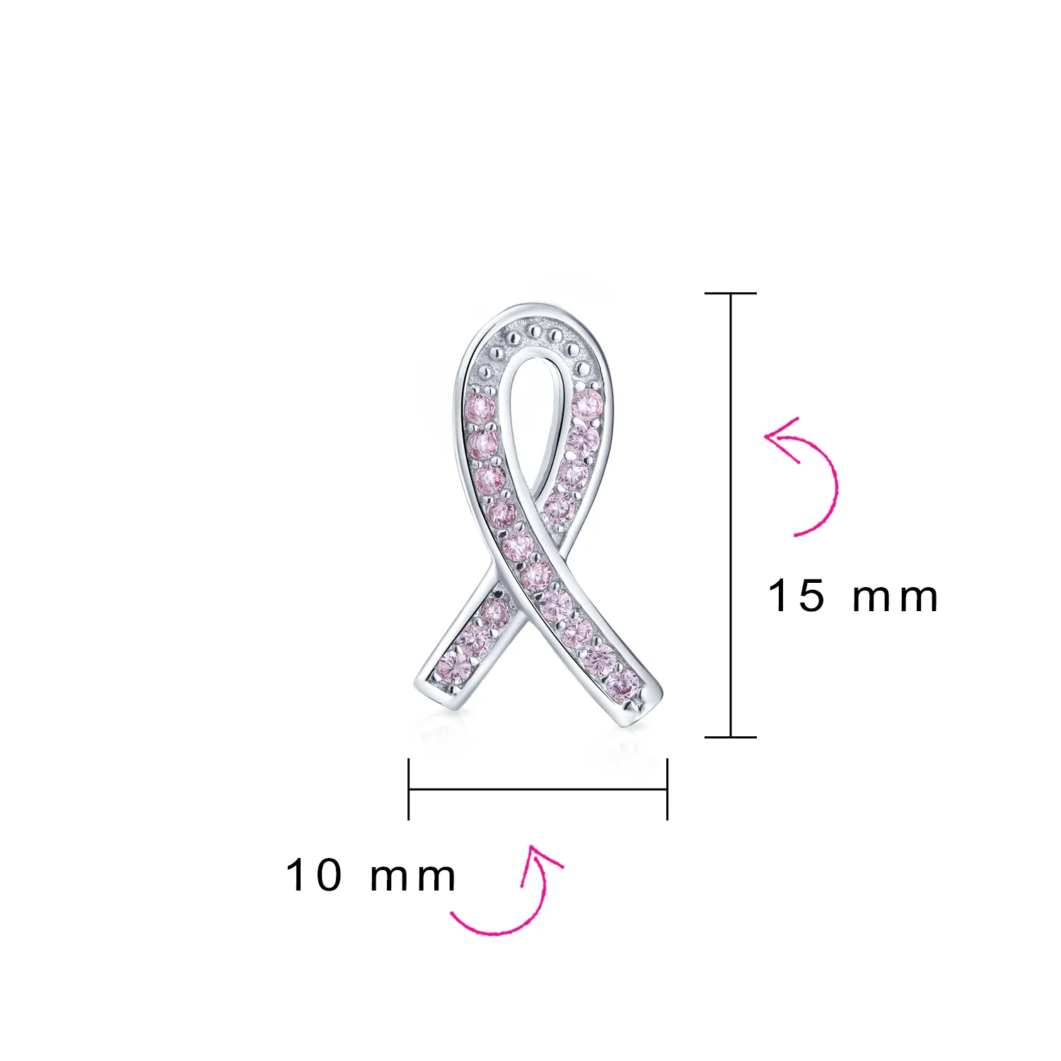Strength & Hope CZ Stud Earrings: Pink Ribbon Cancer Survivor Sterling Silver - Image 4